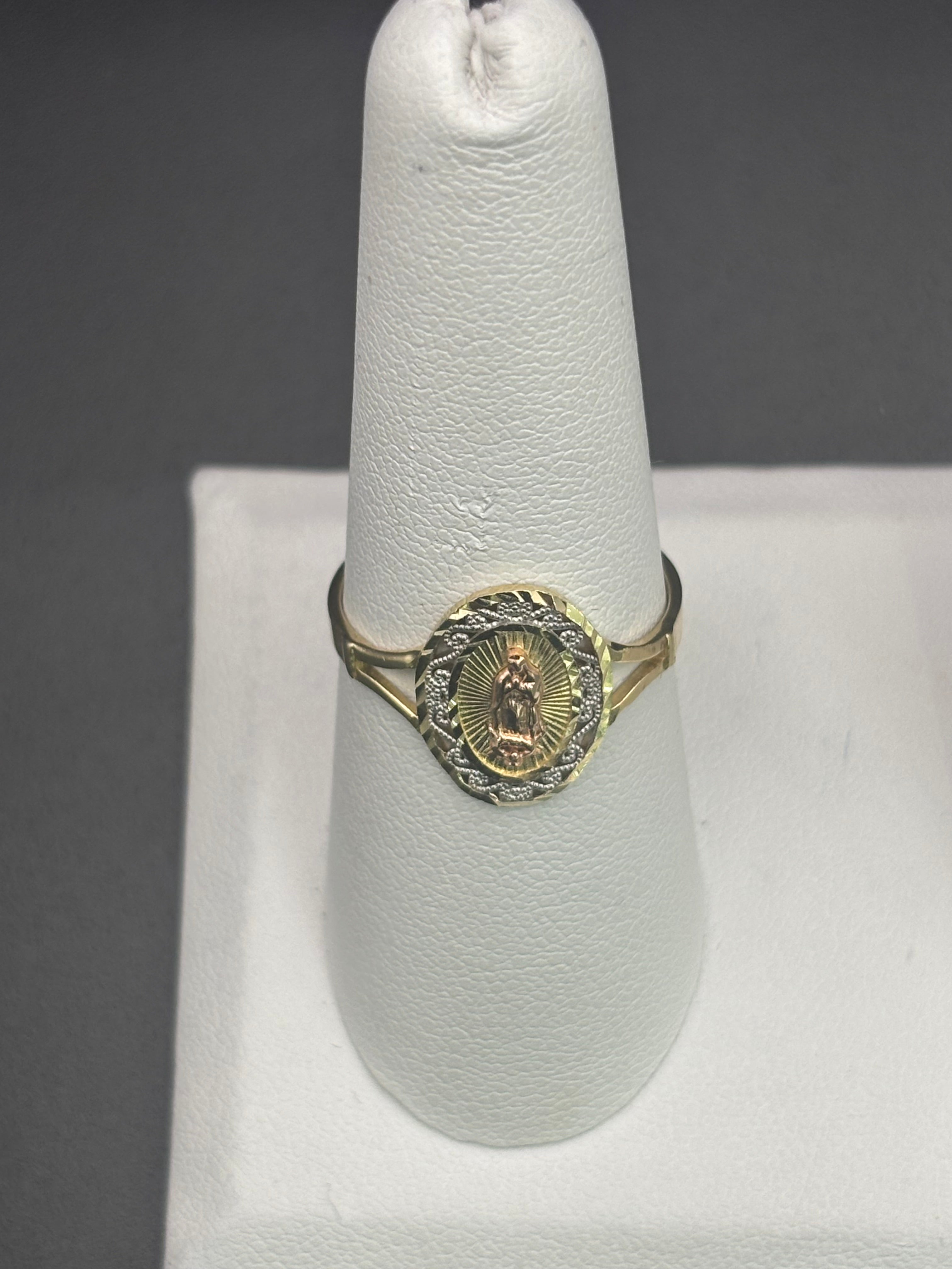 14k Solid Gold Ring Virgin Mary