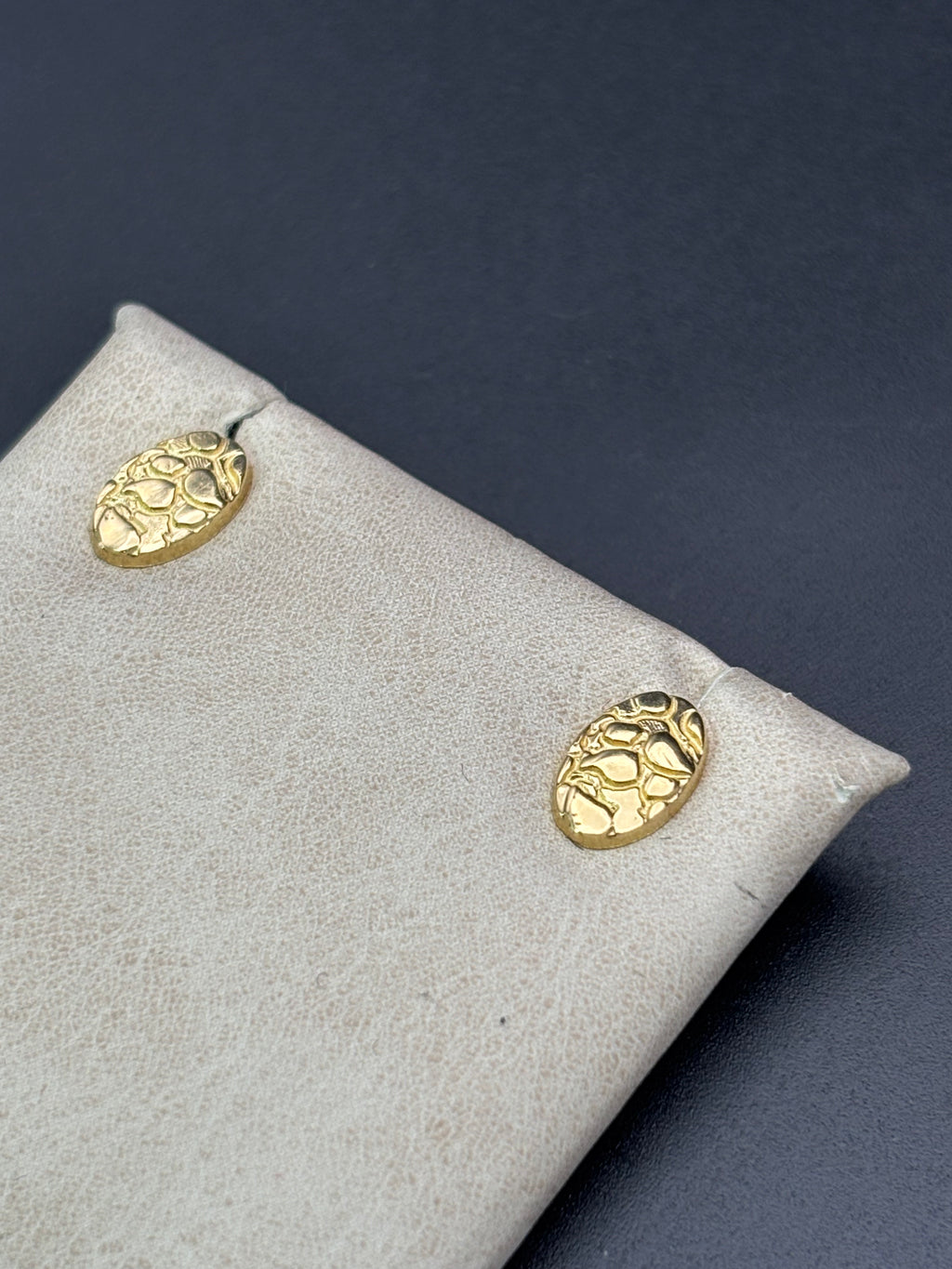 14k Solid Gold Nugget Egg Earrings