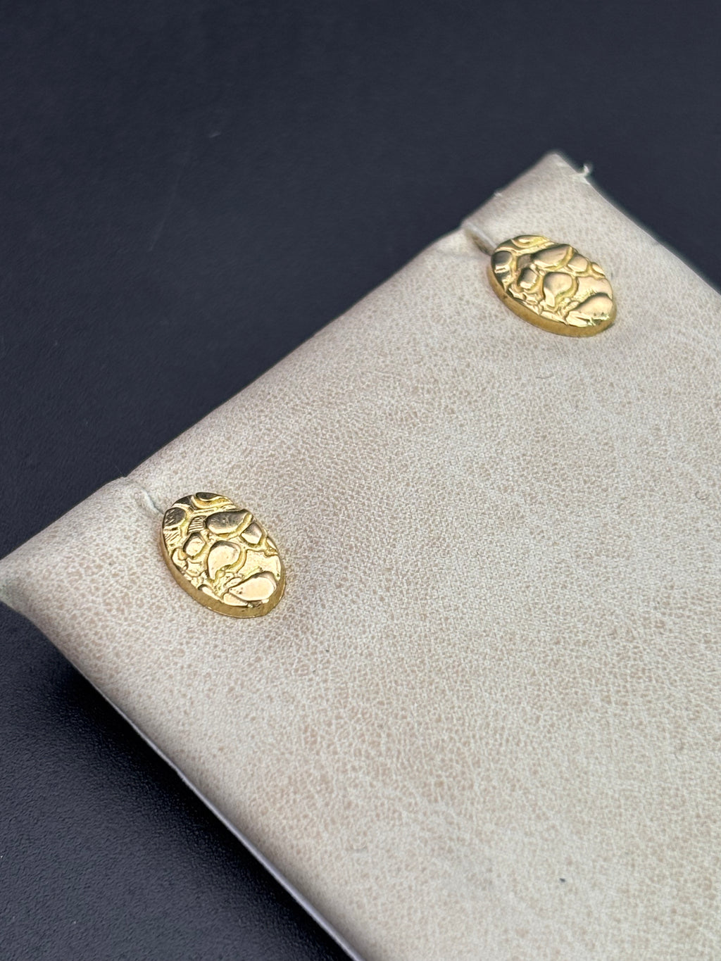 14k Solid Gold Nugget Egg Earrings