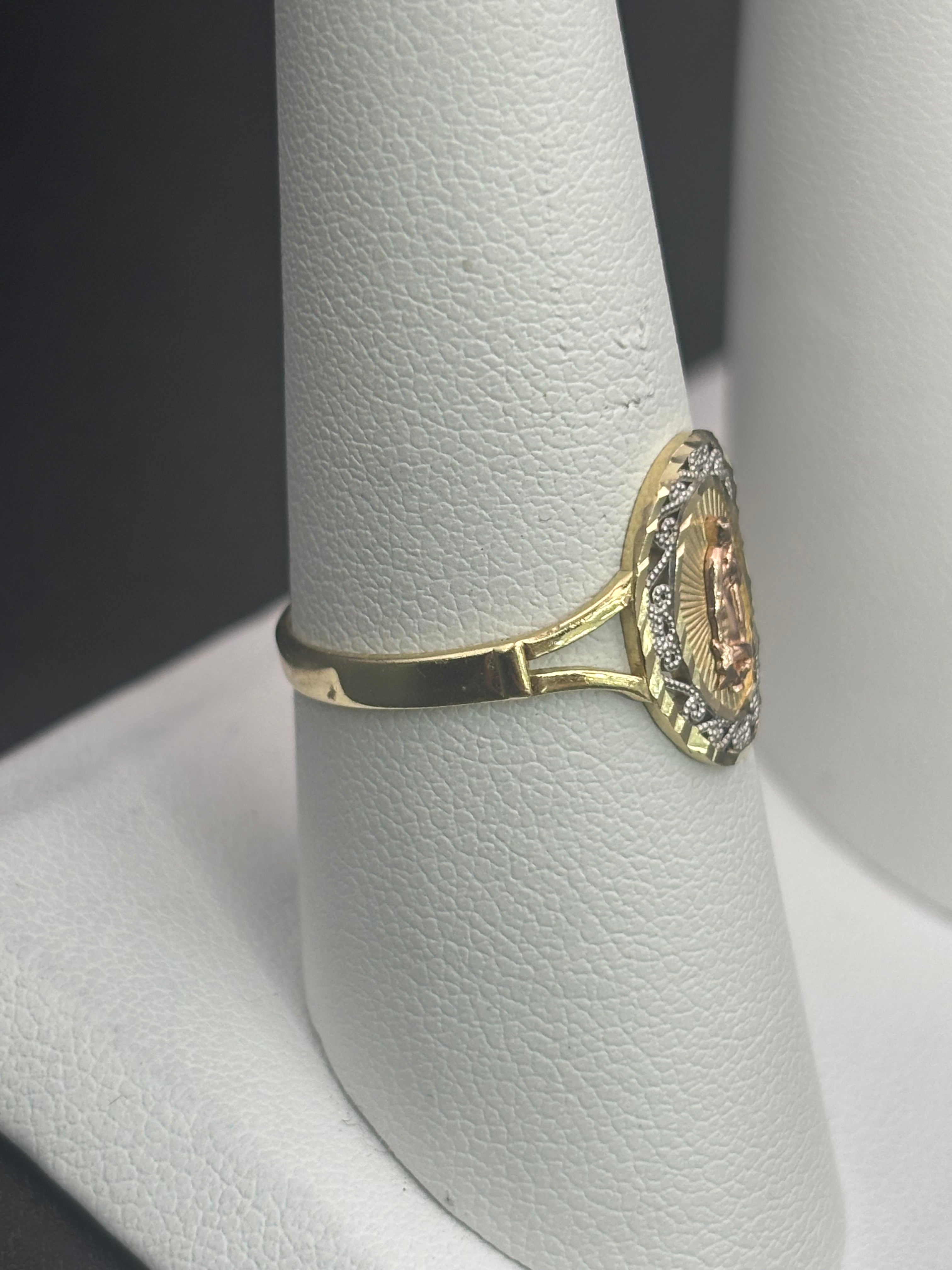 14k Solid Gold Ring Virgin Mary