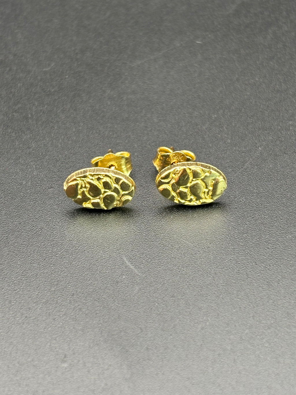 14k Solid Gold Nugget Egg Earrings