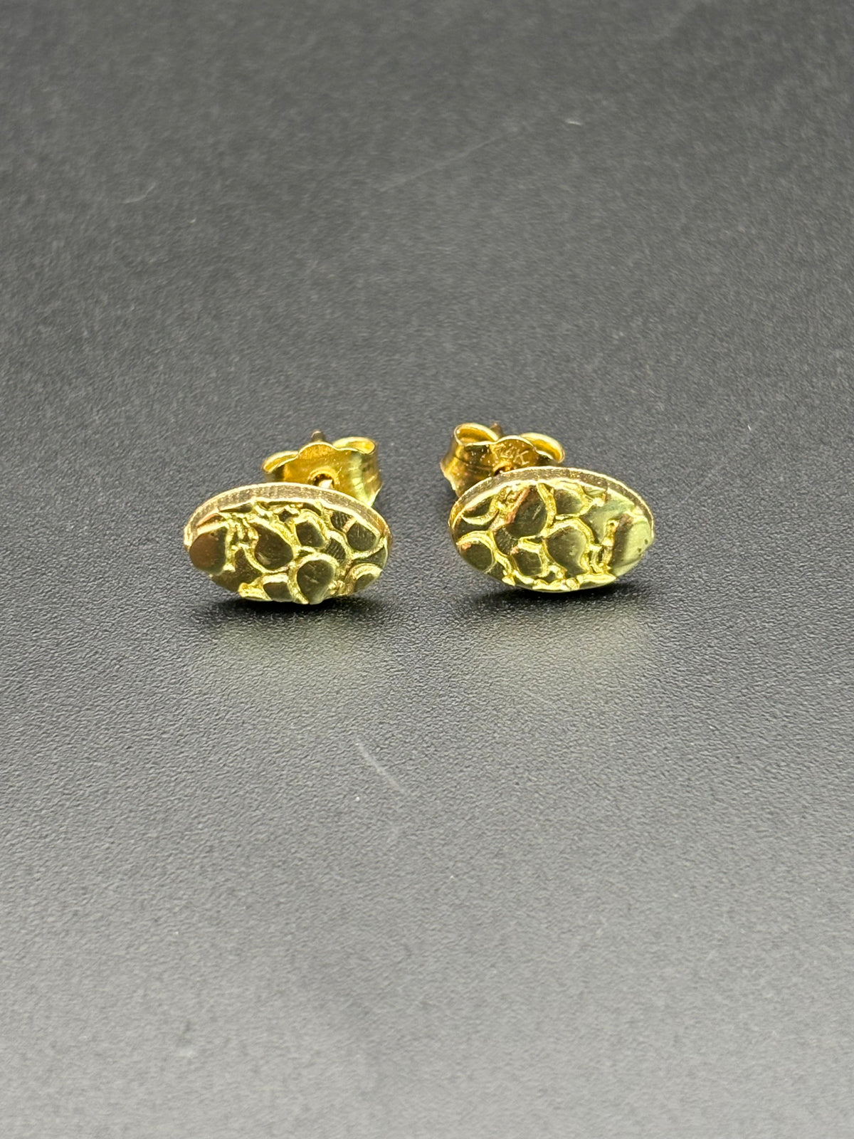 14k Solid Gold Nugget Egg Earrings