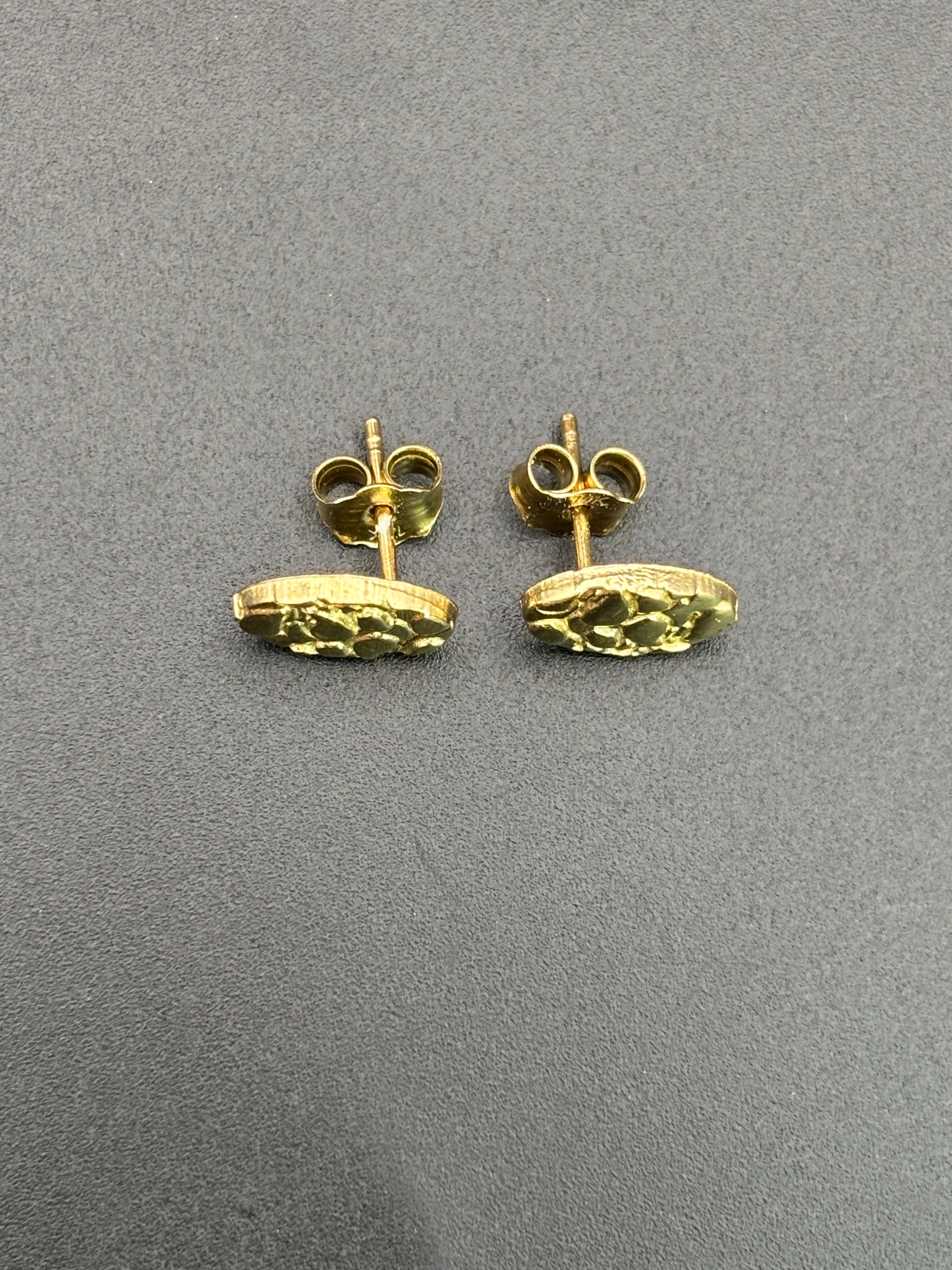 14k Solid Gold Nugget Egg Earrings