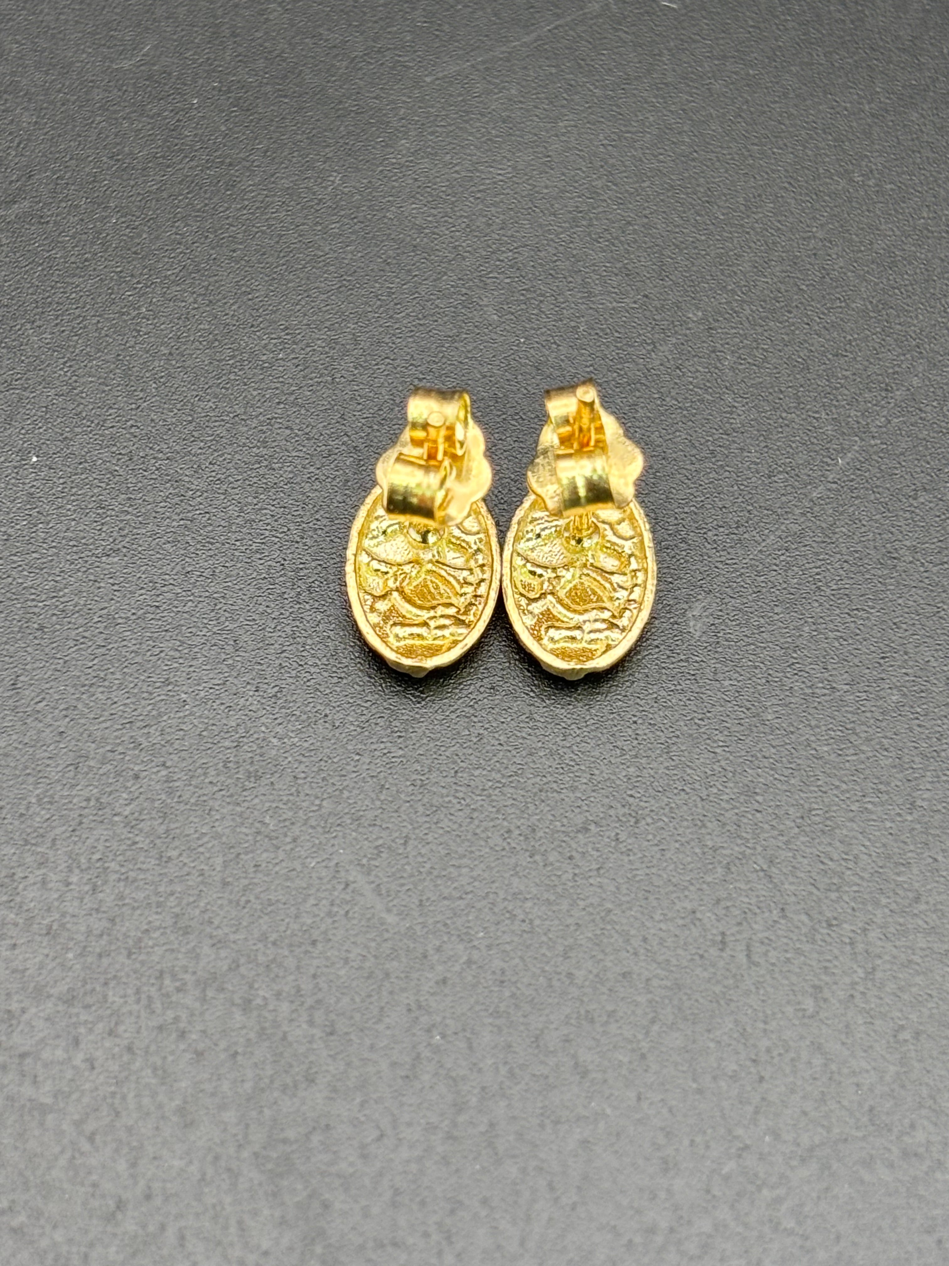 14k Solid Gold Nugget Egg Earrings