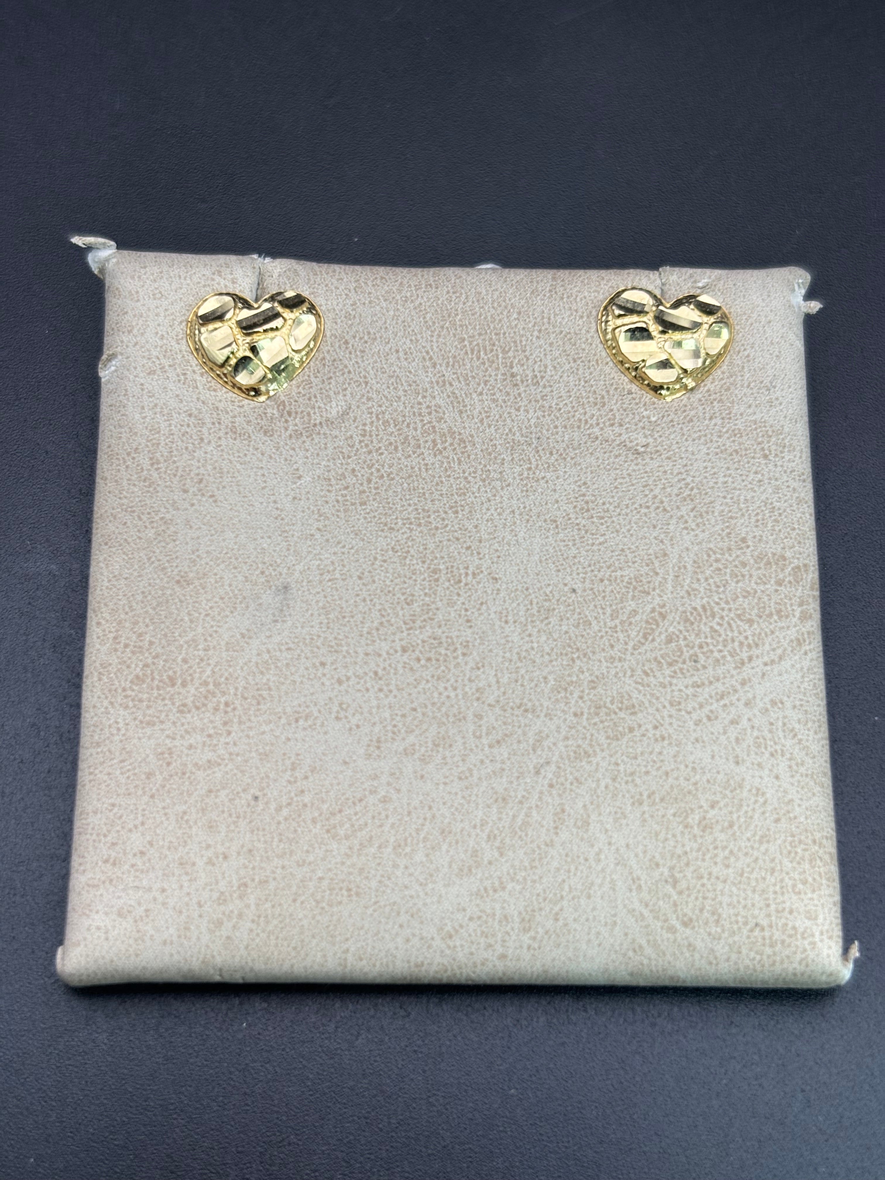 14k Solid Gold Nugget Earrings Heart