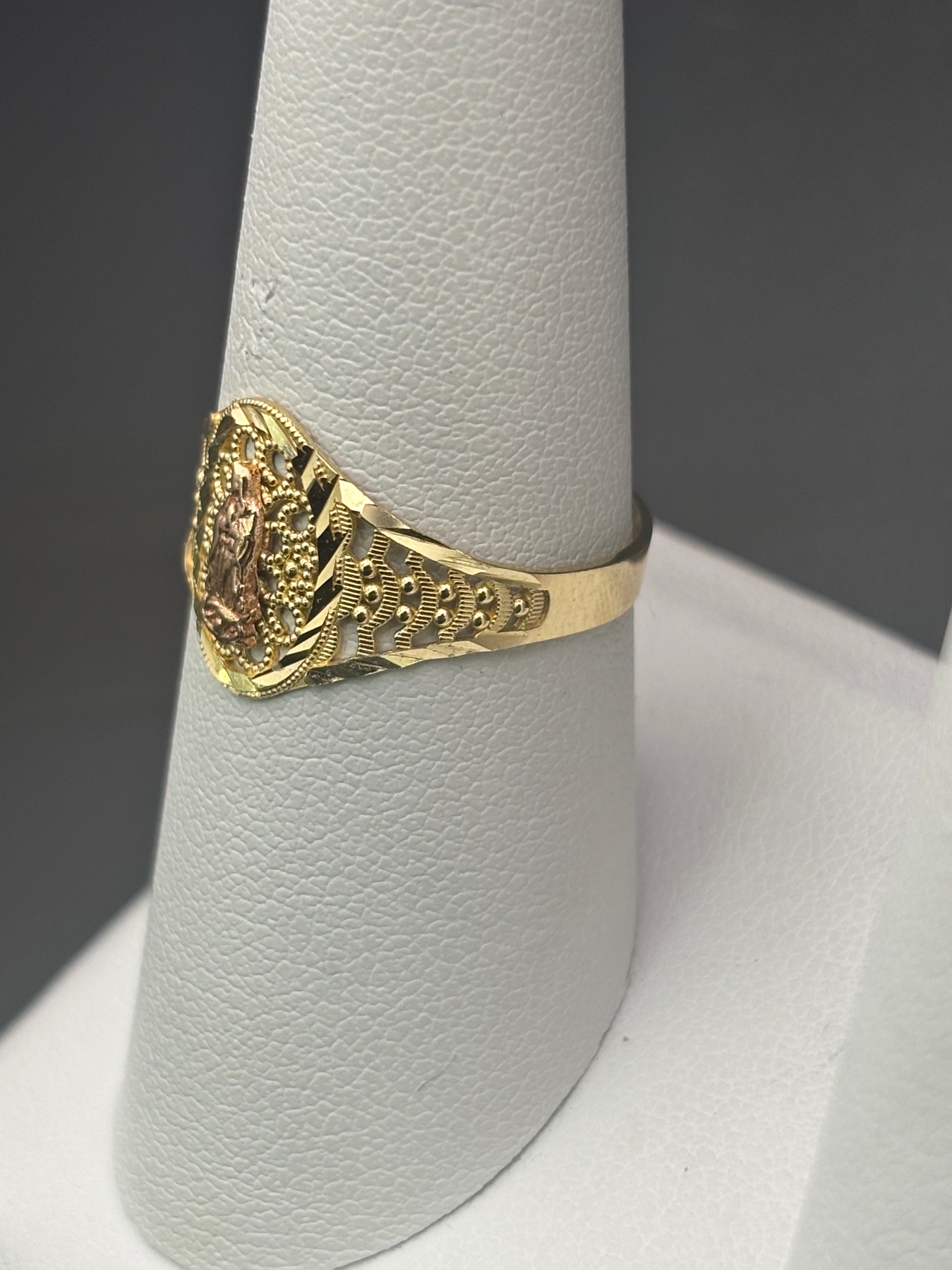 14k Solid Gold Ring Virgin Mary