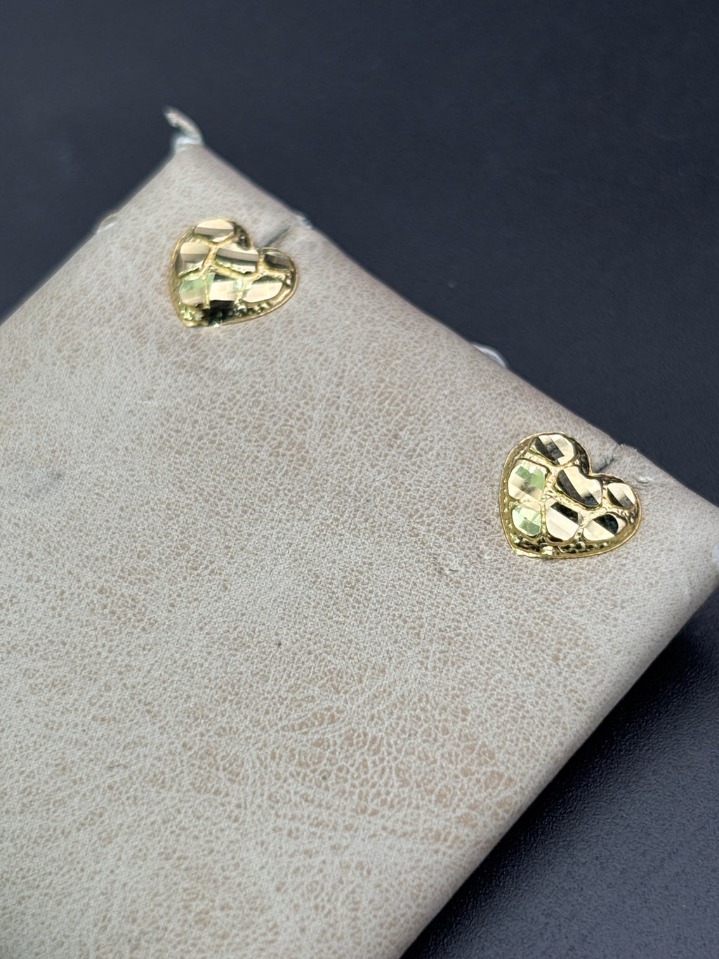 14k Solid Gold Nugget Earrings Heart