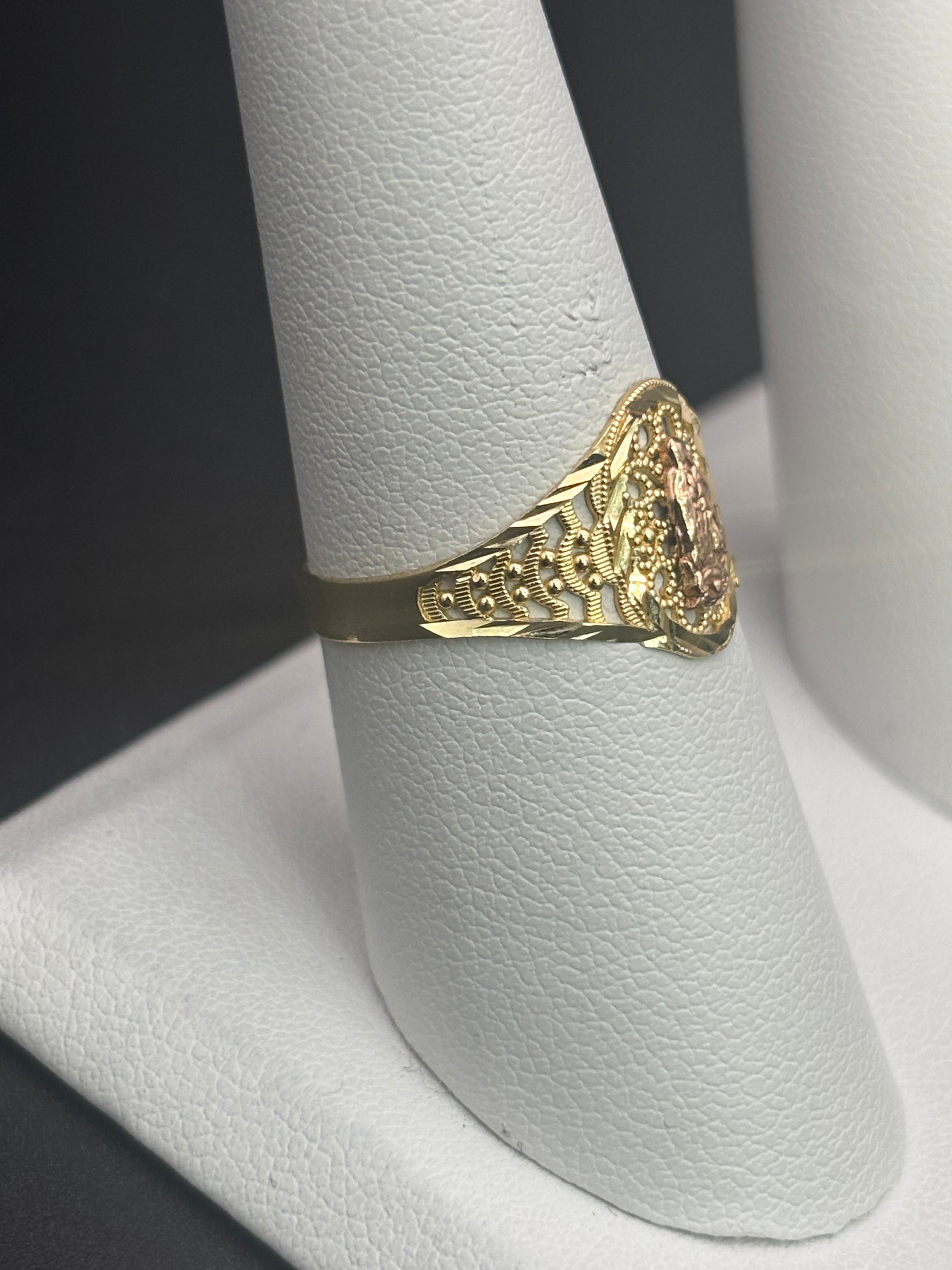 14k Solid Gold Ring Virgin Mary