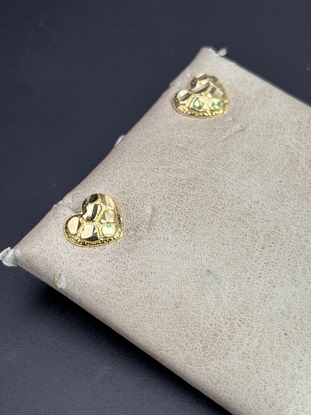 14k Solid Gold Nugget Earrings Heart