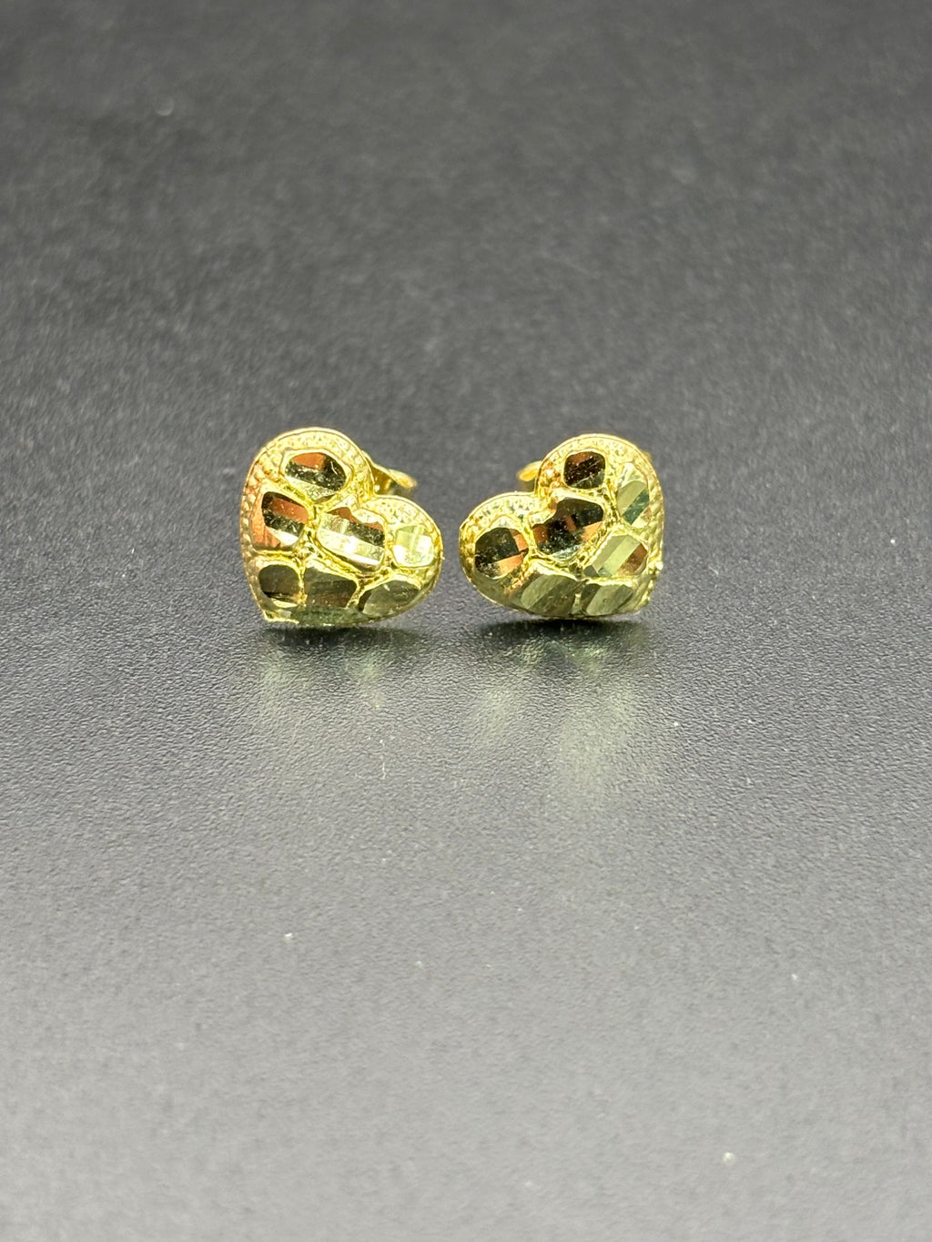 14k Solid Gold Nugget Earrings Heart