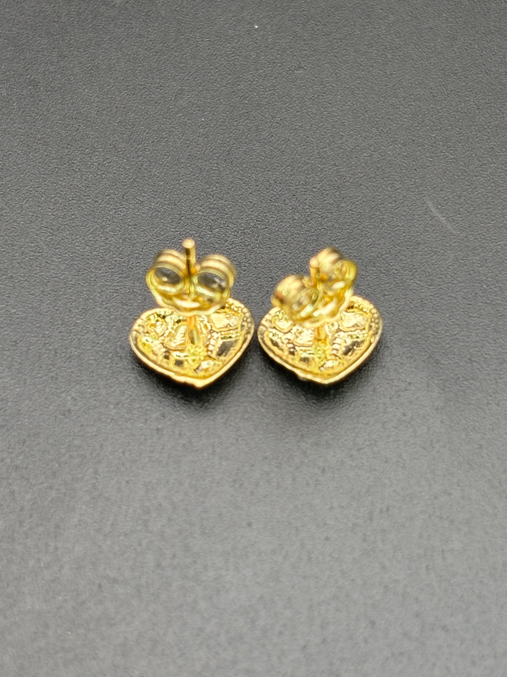 14k Solid Gold Nugget Earrings Heart