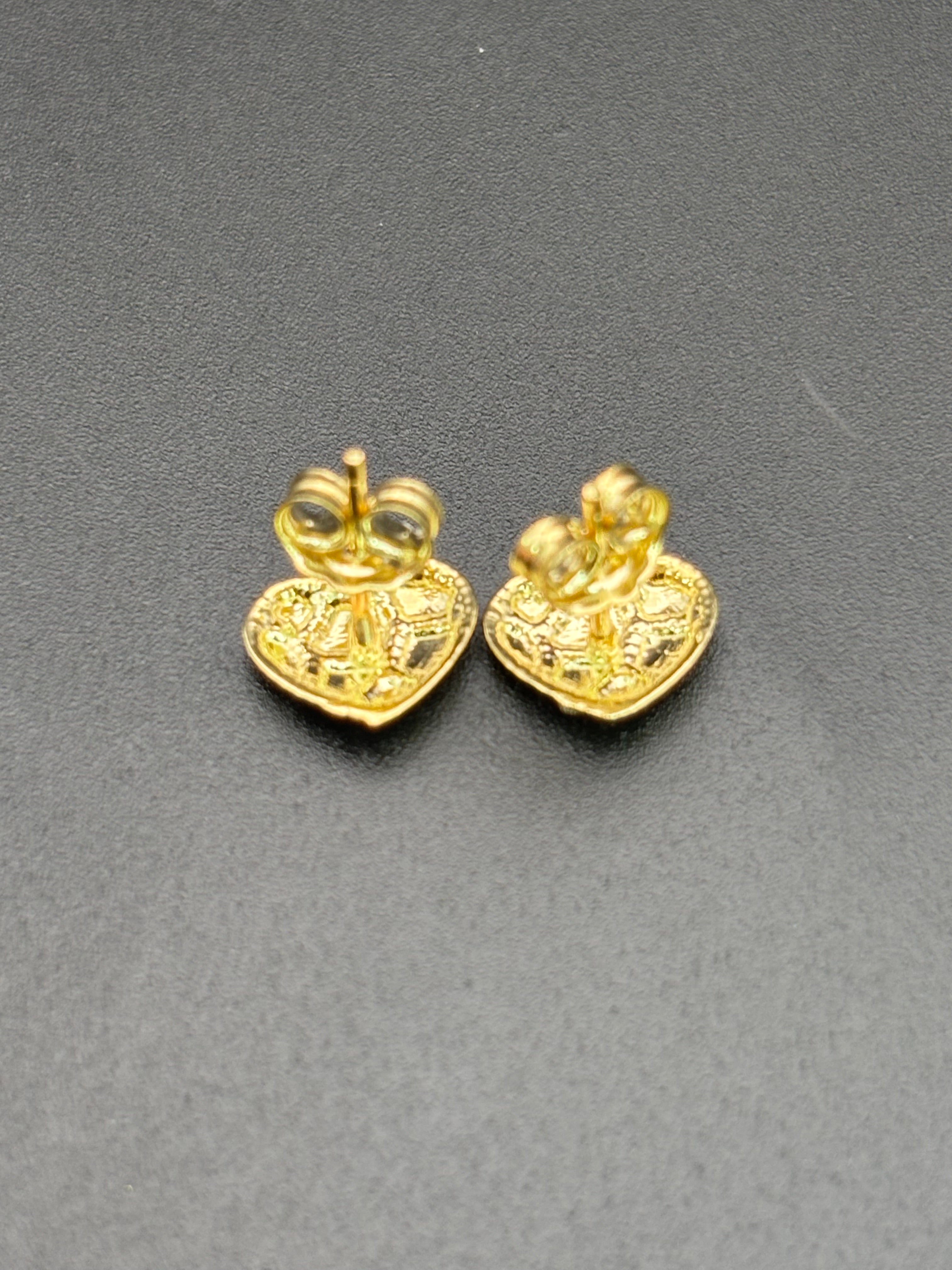 14k Solid Gold Nugget Earrings Heart