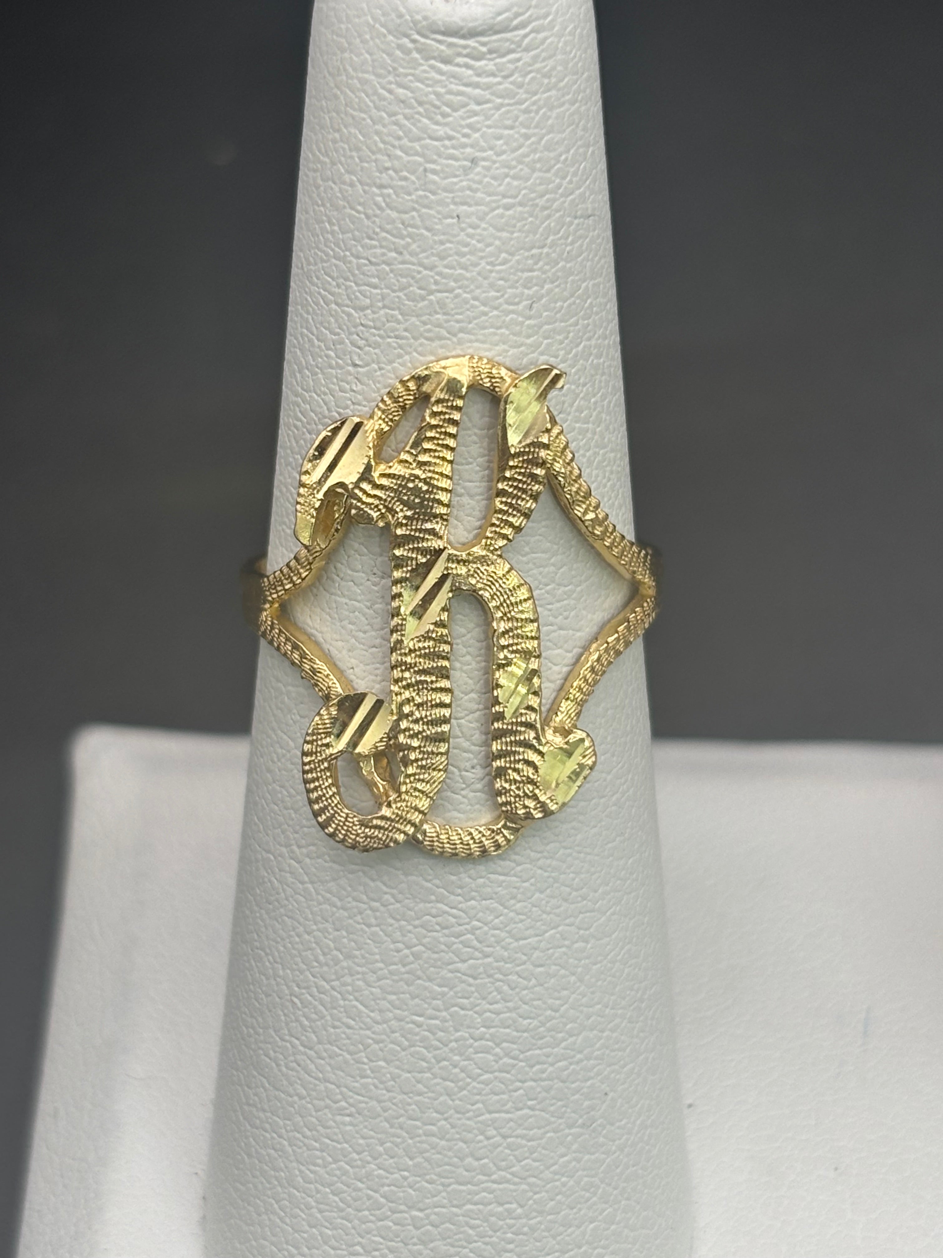 14k Solid Gold Ring K R Letter