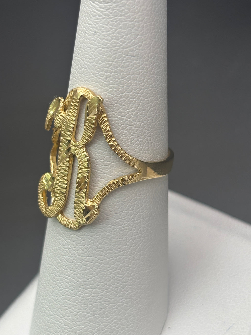 14k Solid Gold Ring K R Letter