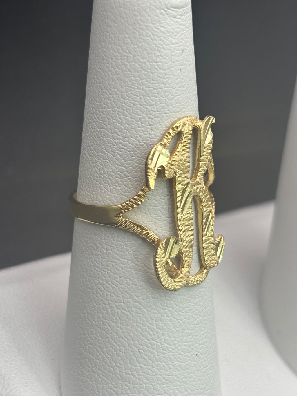 14k Solid Gold Ring K R Letter