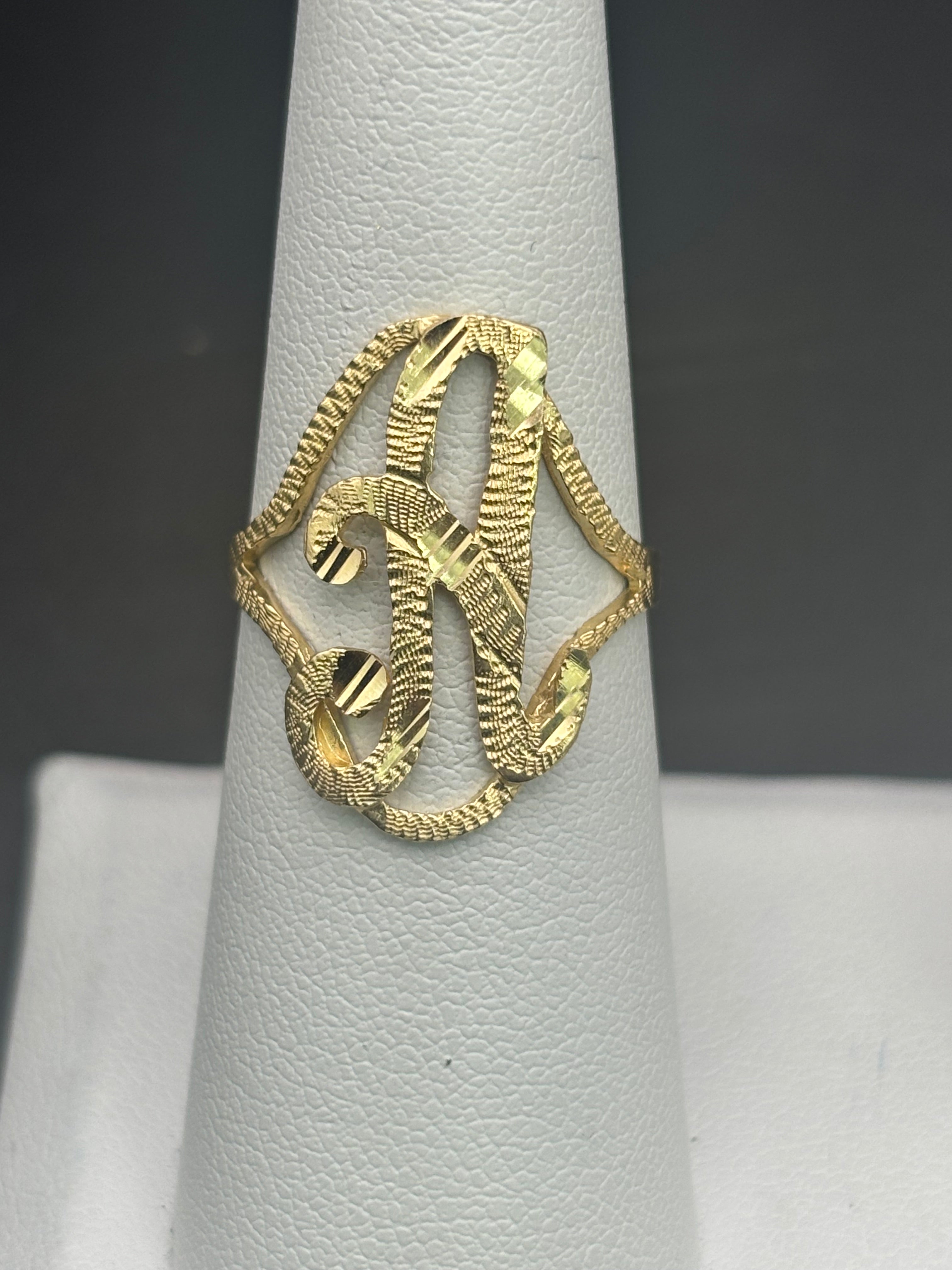 14k Solid Gold Ring H Letter
