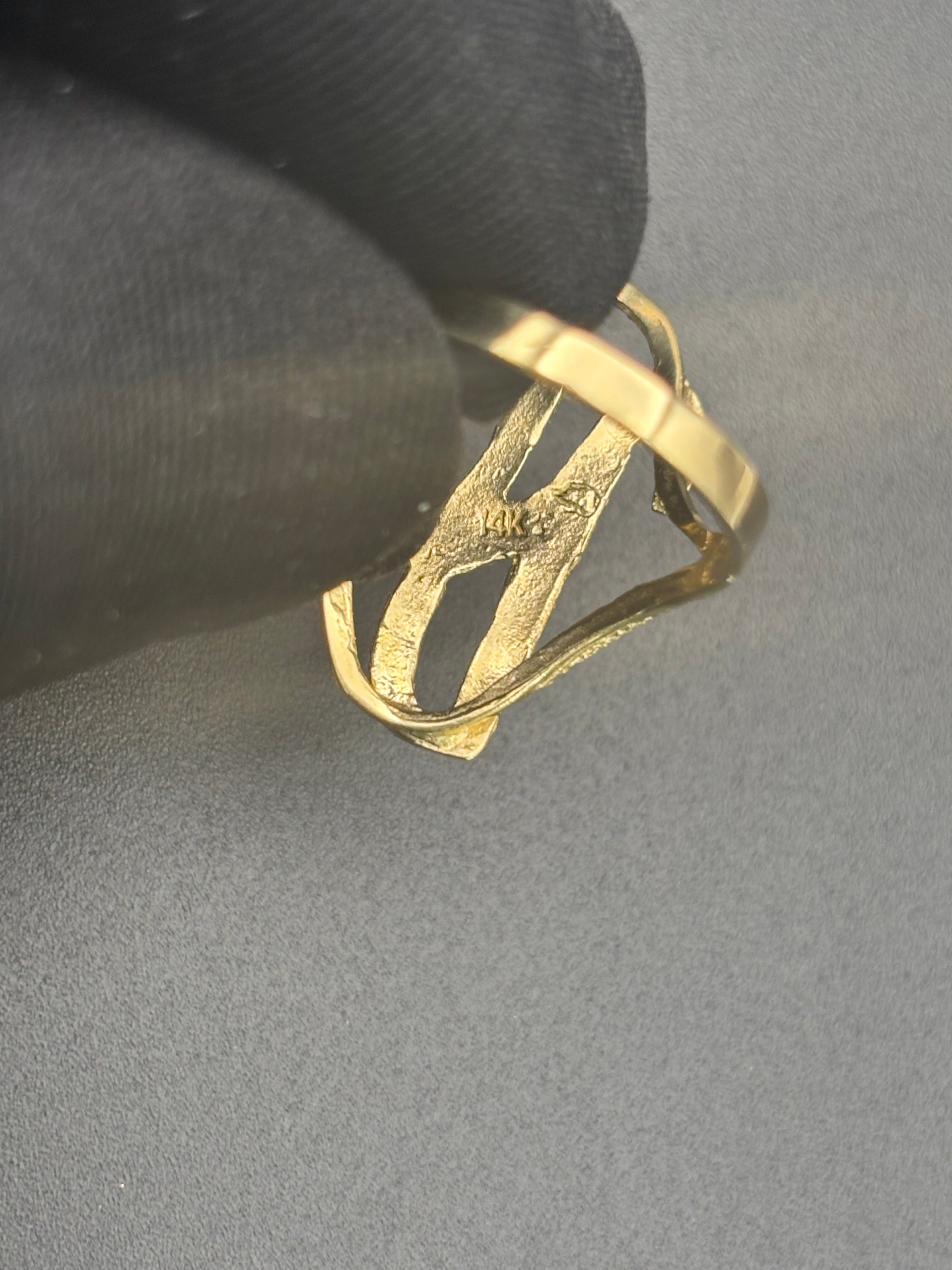 14k Solid Gold Ring H Letter
