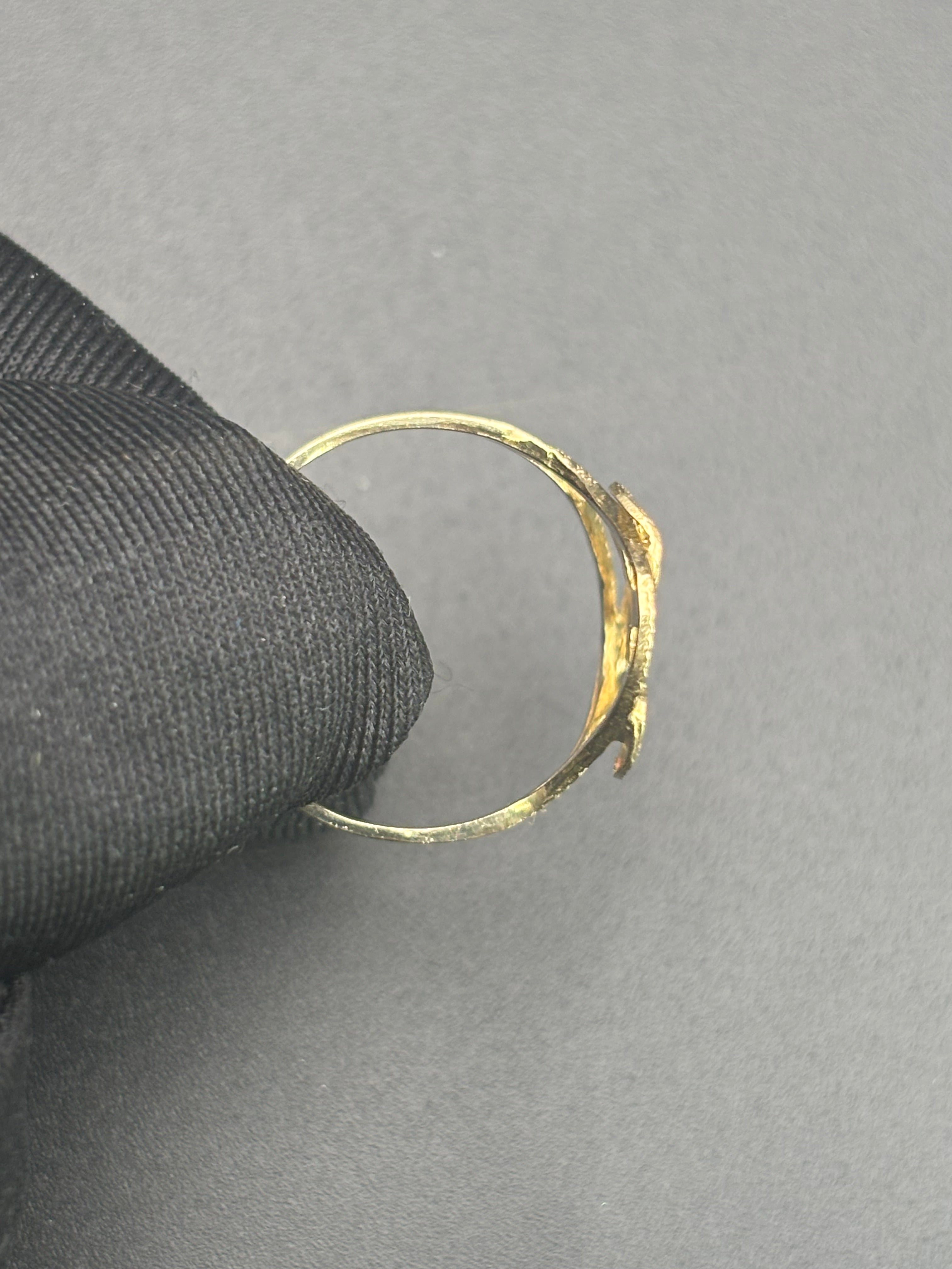 14k Solid Gold Ring H Letter