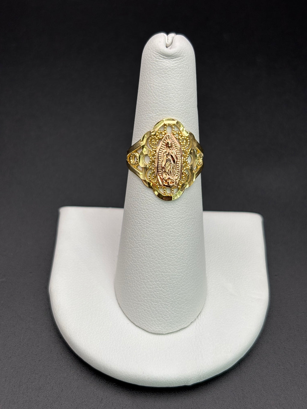 14k Solid Gold Ring Virgin Mary