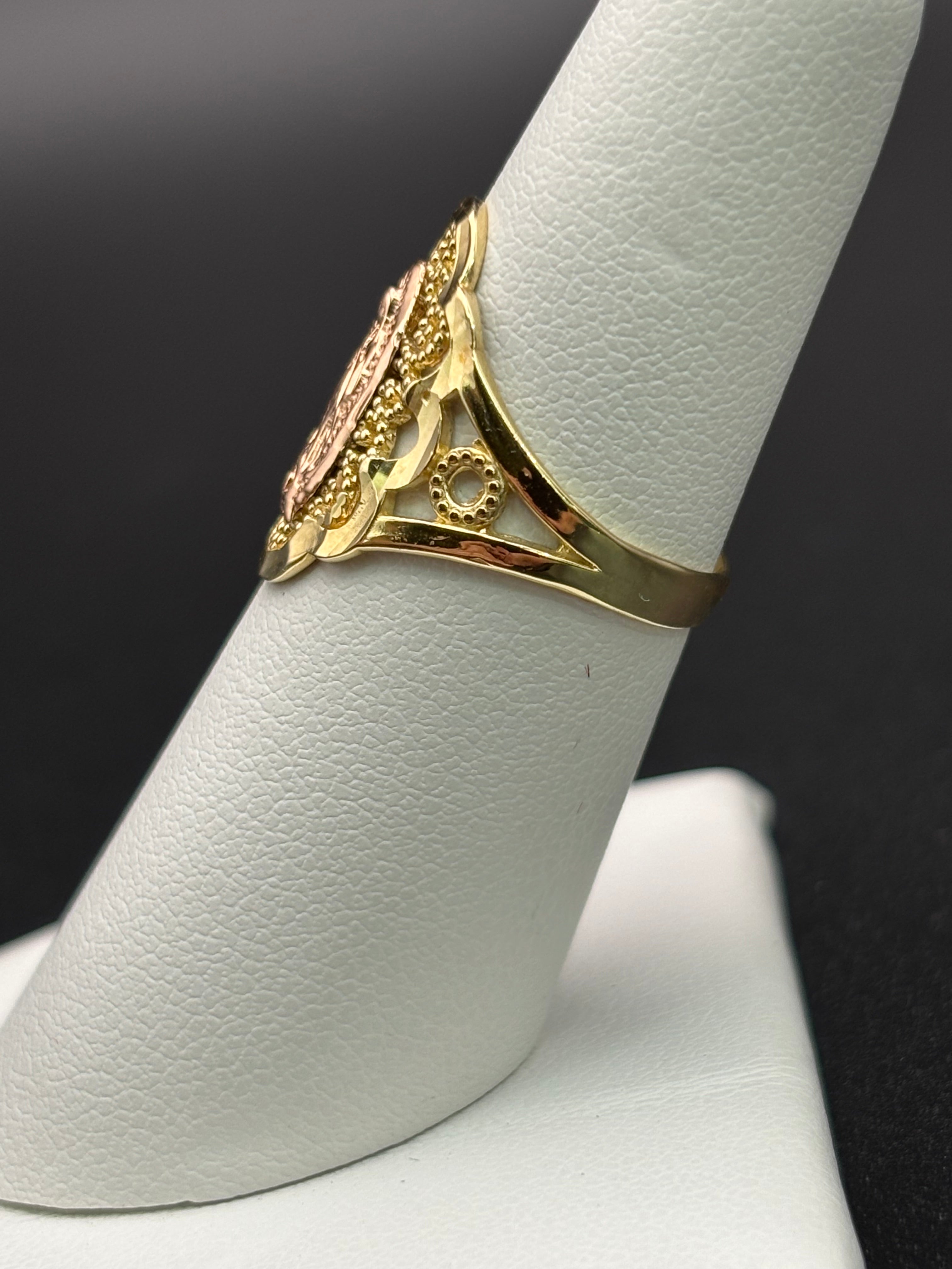 14k Solid Gold Ring Virgin Mary