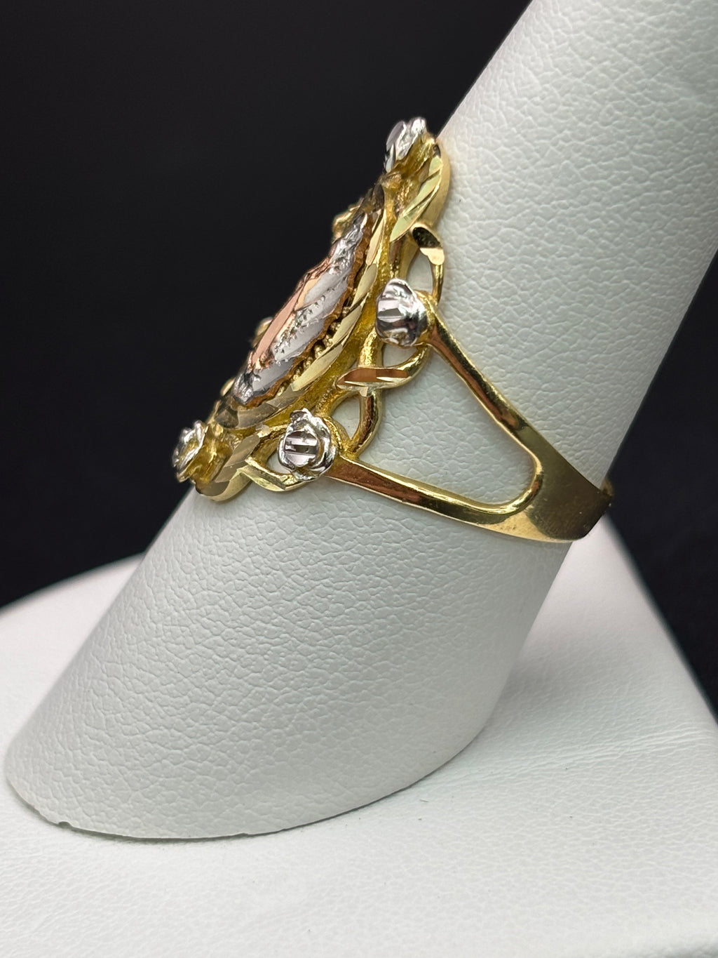 14k Solid Gold Ring Virgin Mary