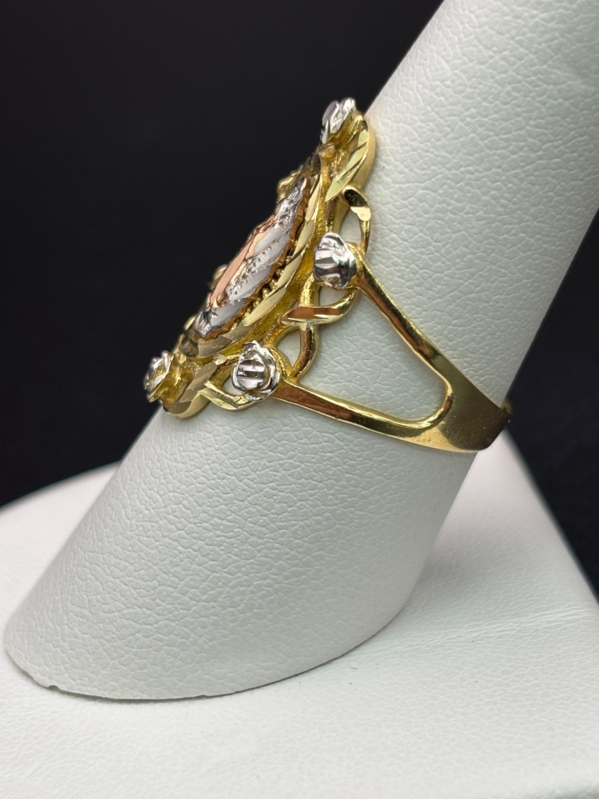 14k Solid Gold Ring Virgin Mary