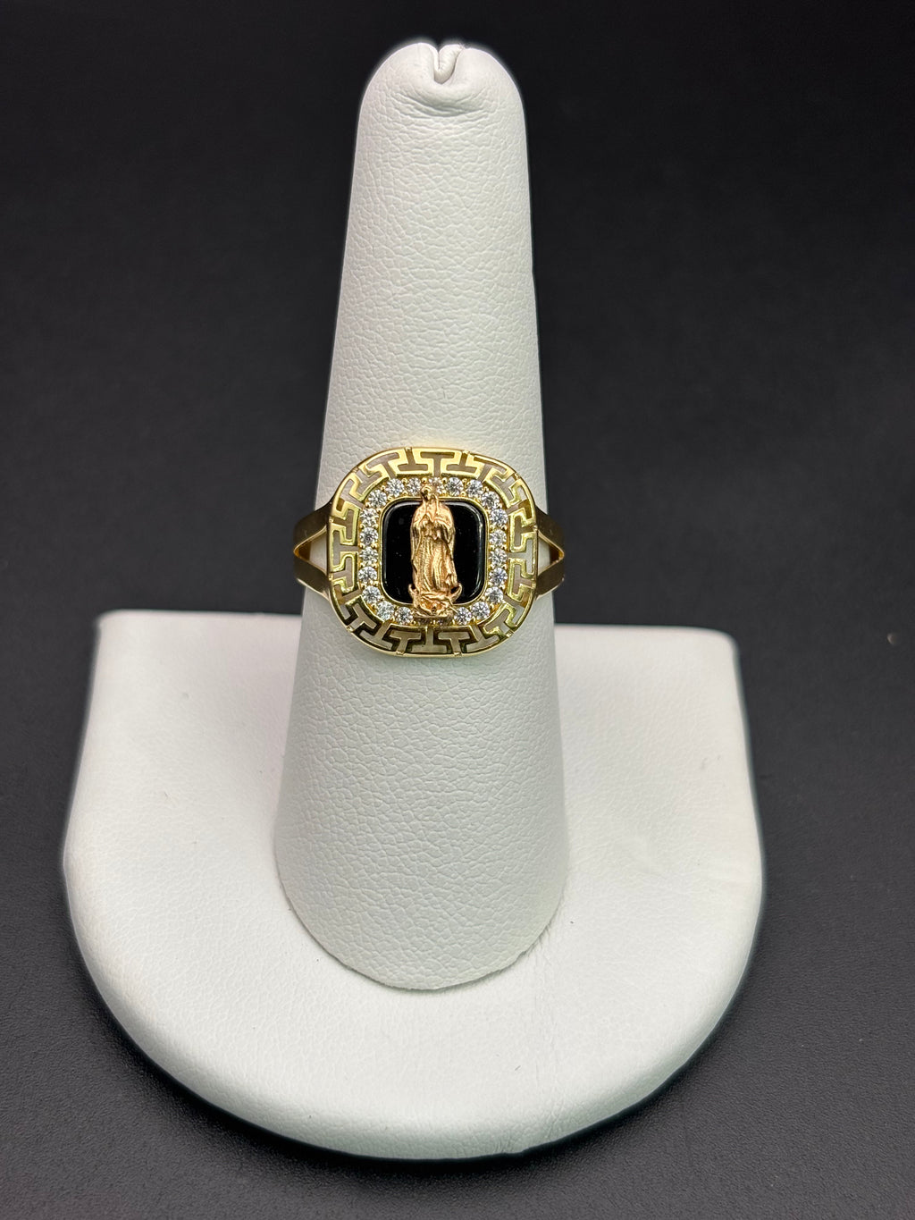14k Solid Gold Ring Virgin Mary