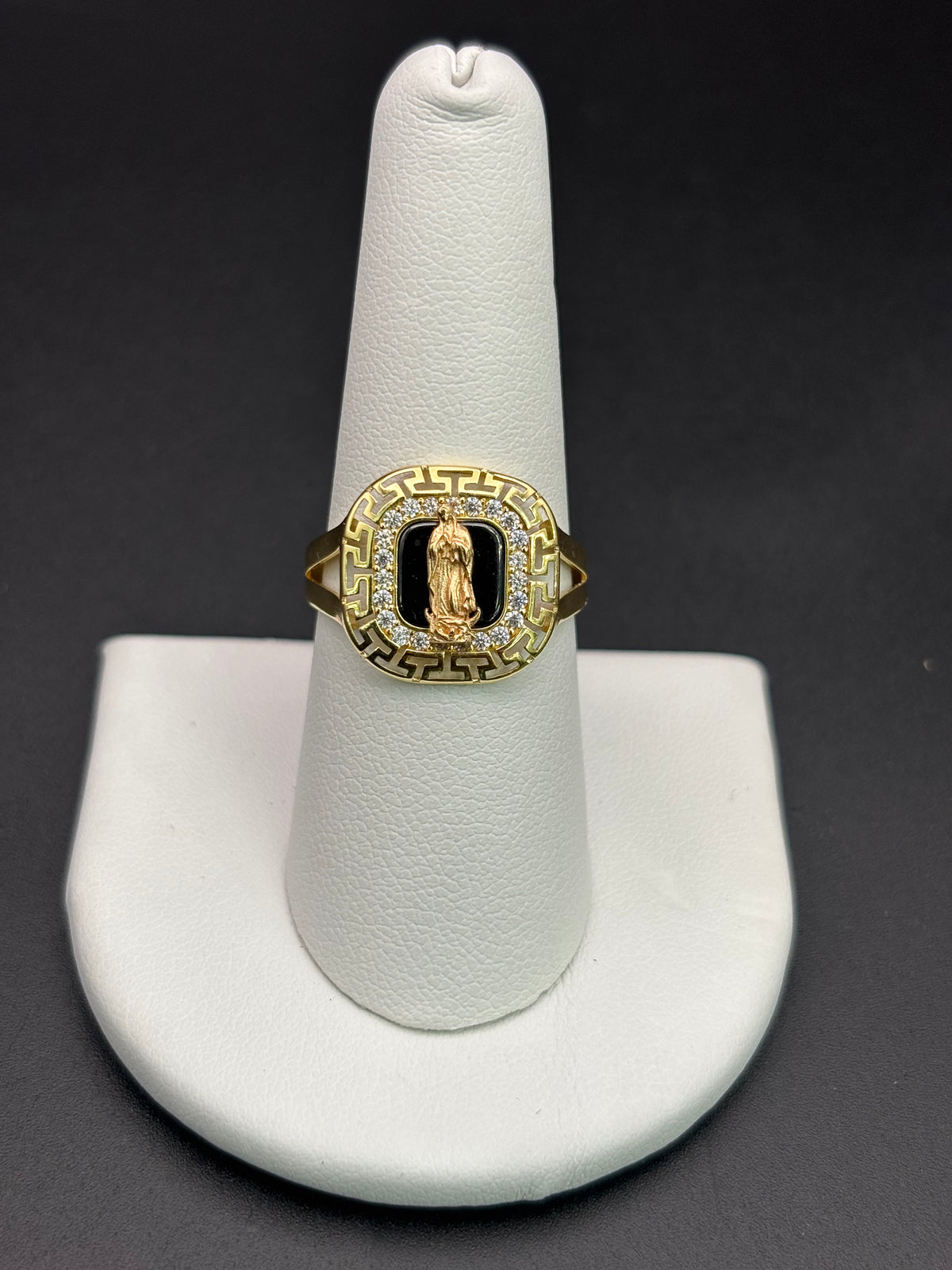 14k Solid Gold Ring Virgin Mary