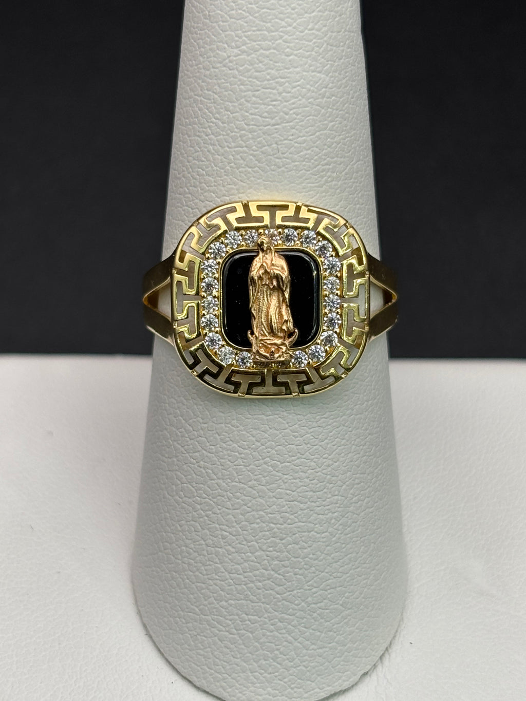 14k Solid Gold Ring Virgin Mary