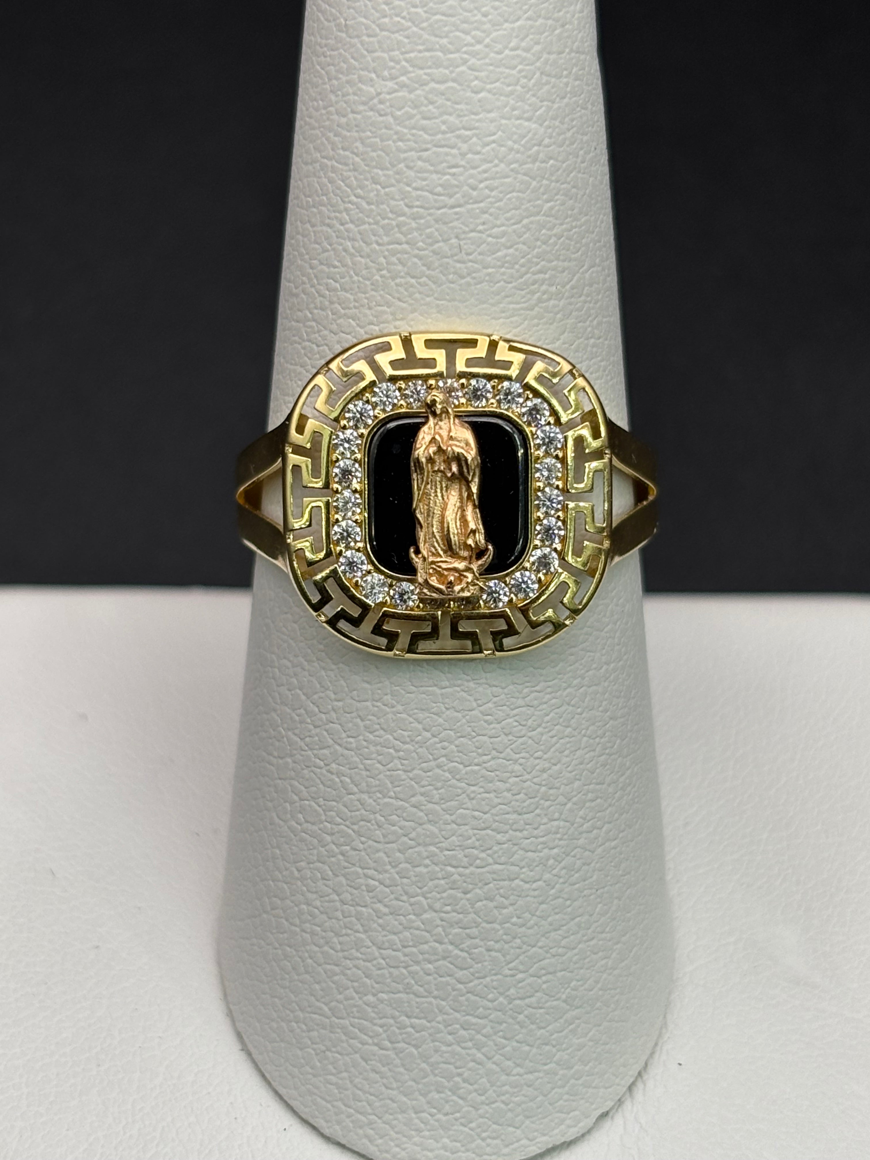 14k Solid Gold Ring Virgin Mary