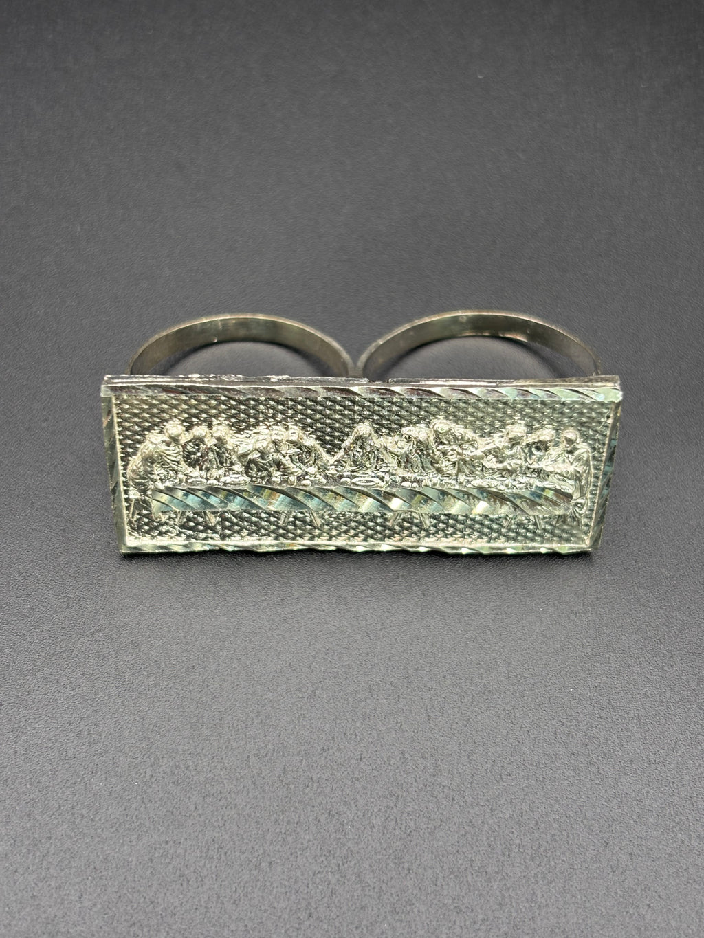 925 Silver Two Fingers Ring Last Supper Size 12.75 and 10.75
