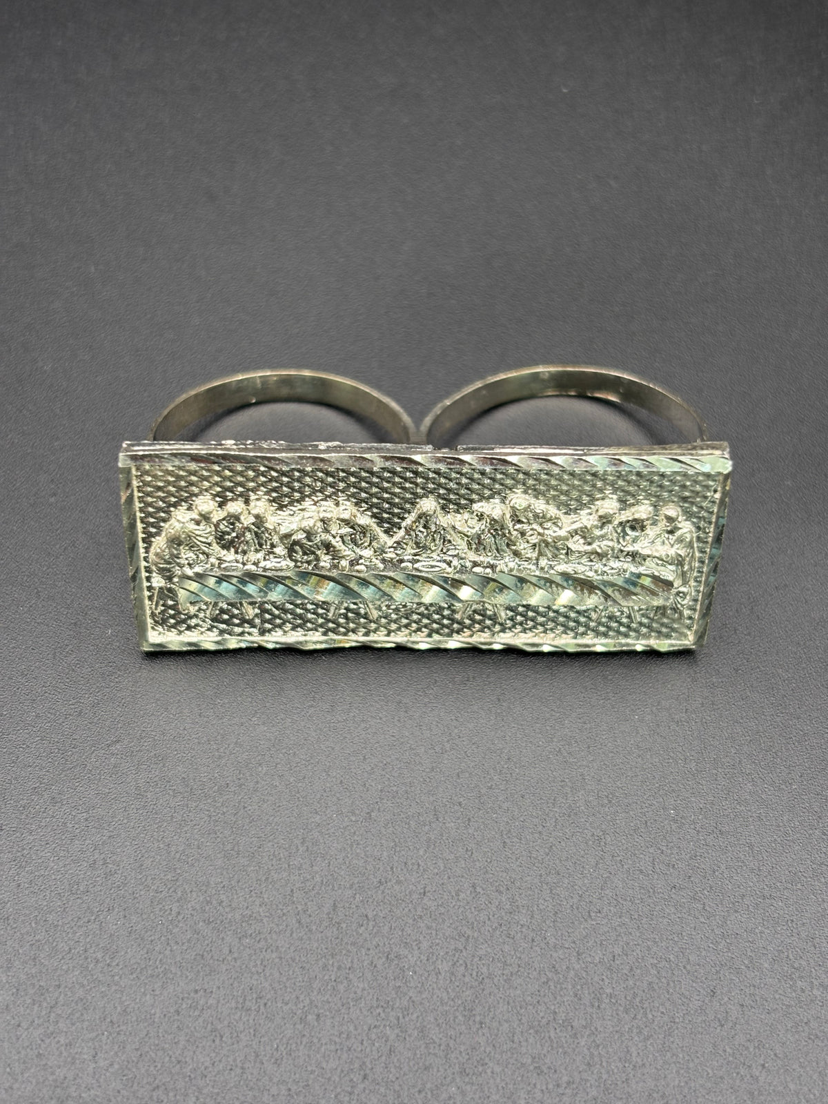925 Silver Two Fingers Ring Last Supper Size 12.75 and 10.75