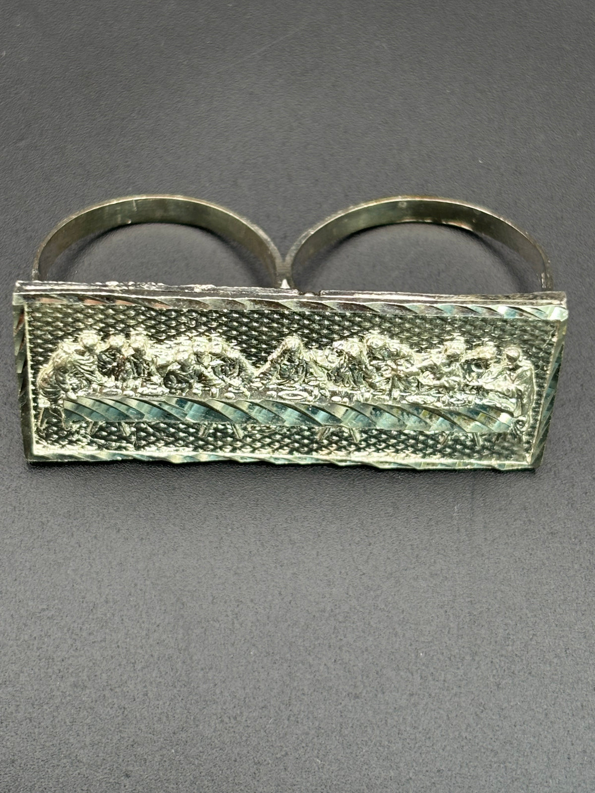 925 Silver Two Fingers Ring Last Supper Size 12.75 and 10.75