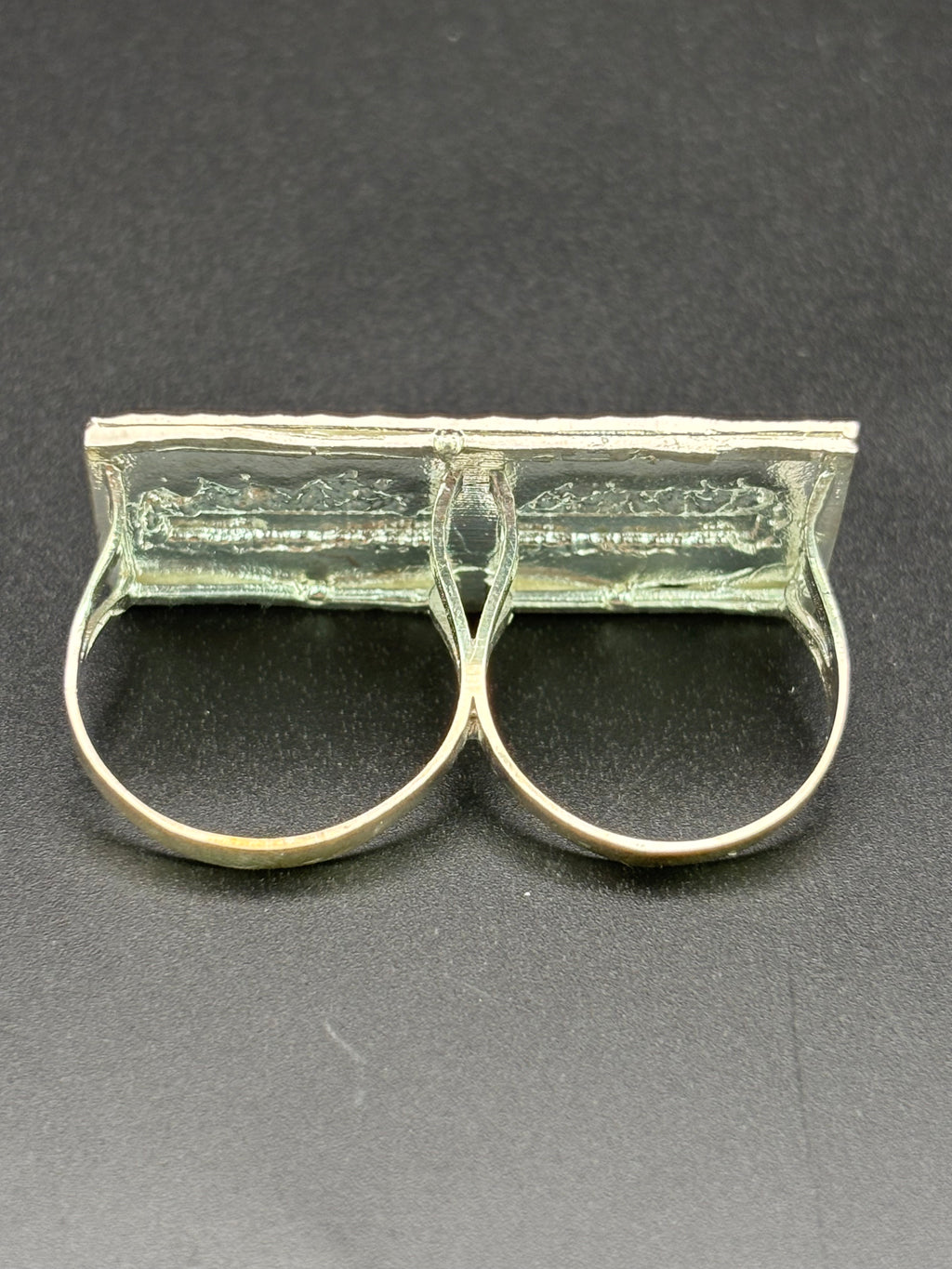 925 Silver Two Fingers Ring Last Supper Size 12.75 and 10.75