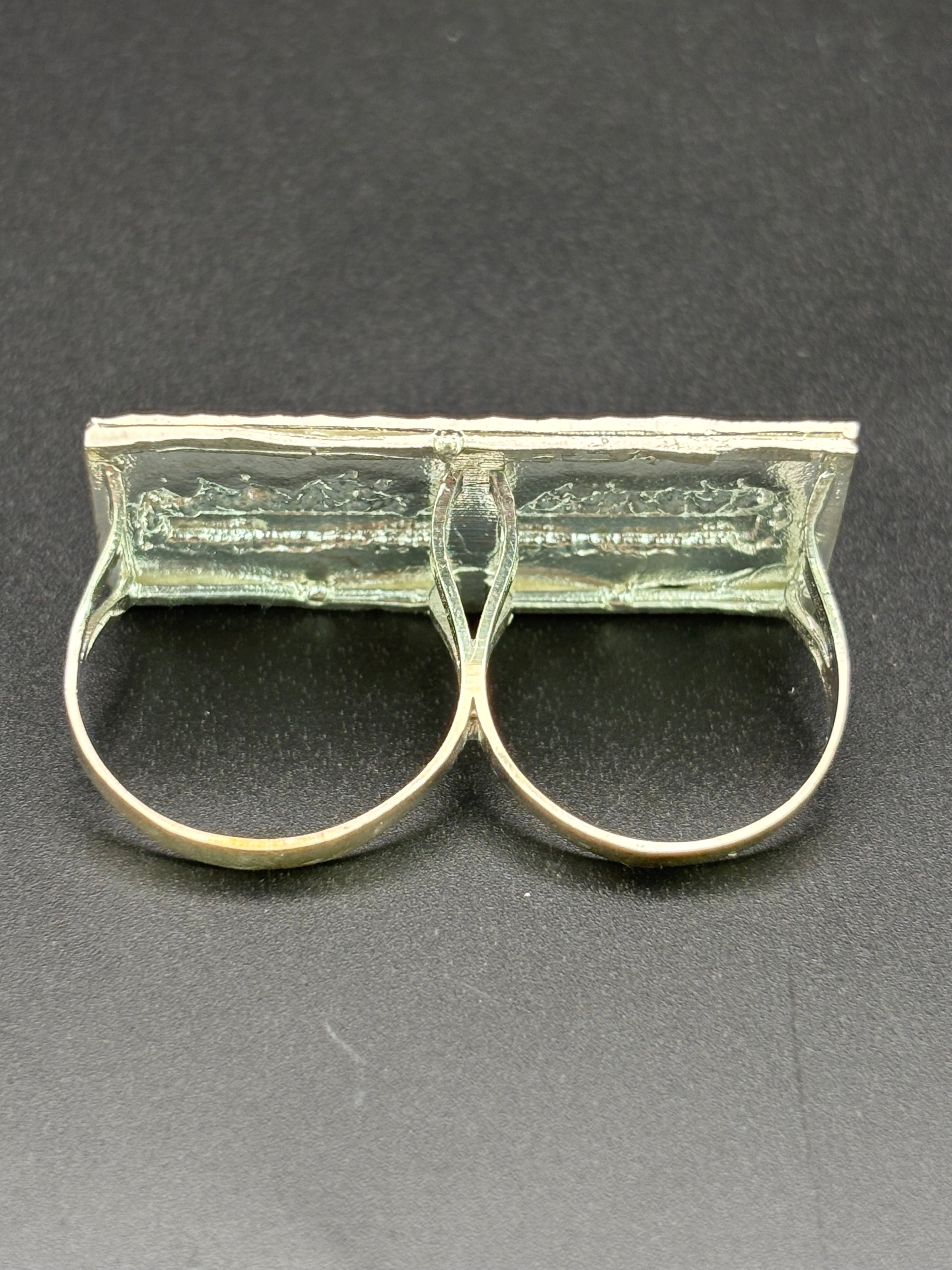 925 Silver Two Fingers Ring Last Supper Size 12.75 and 10.75