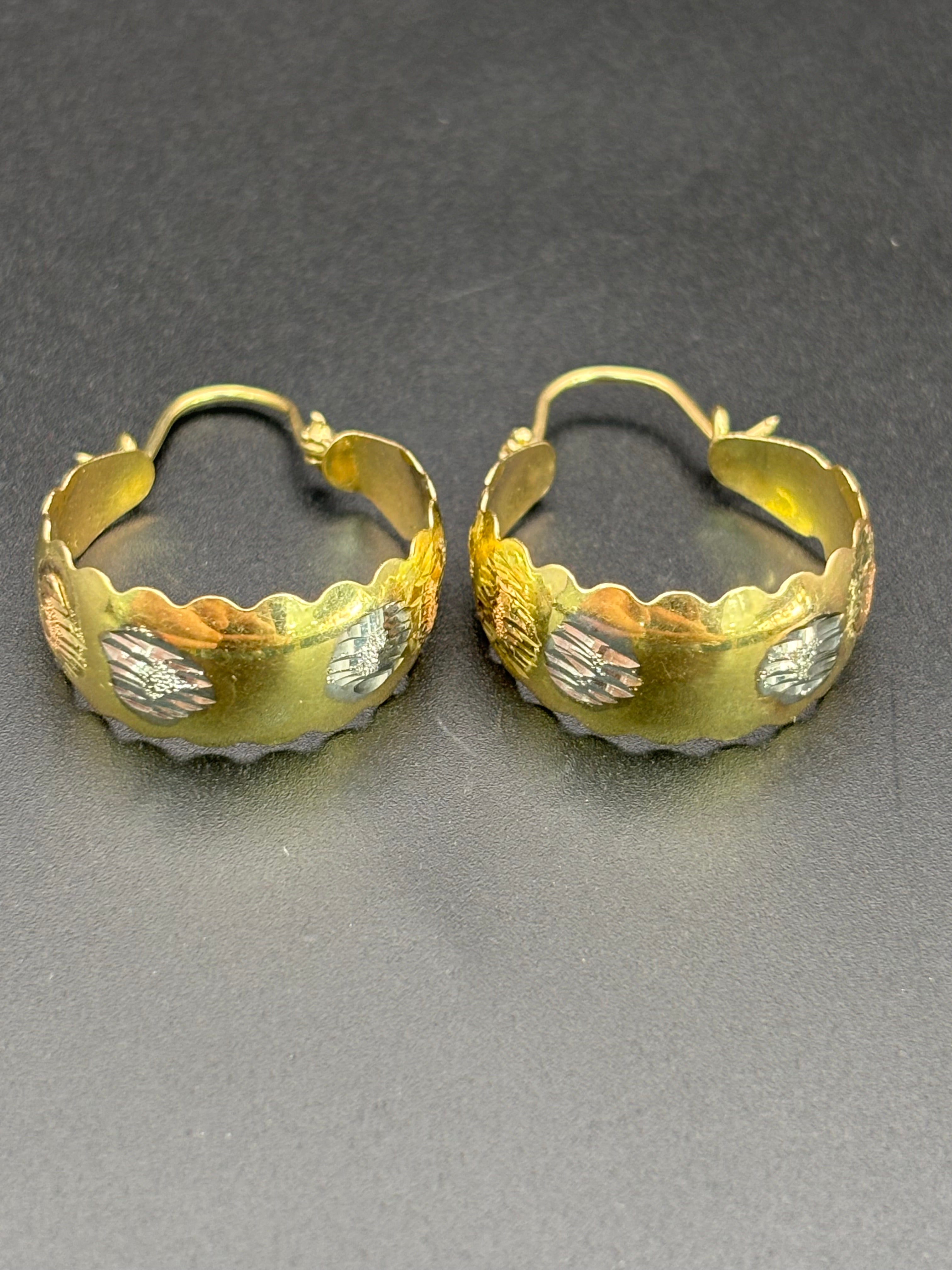 14k Solid Gold 14k Basket Earrings