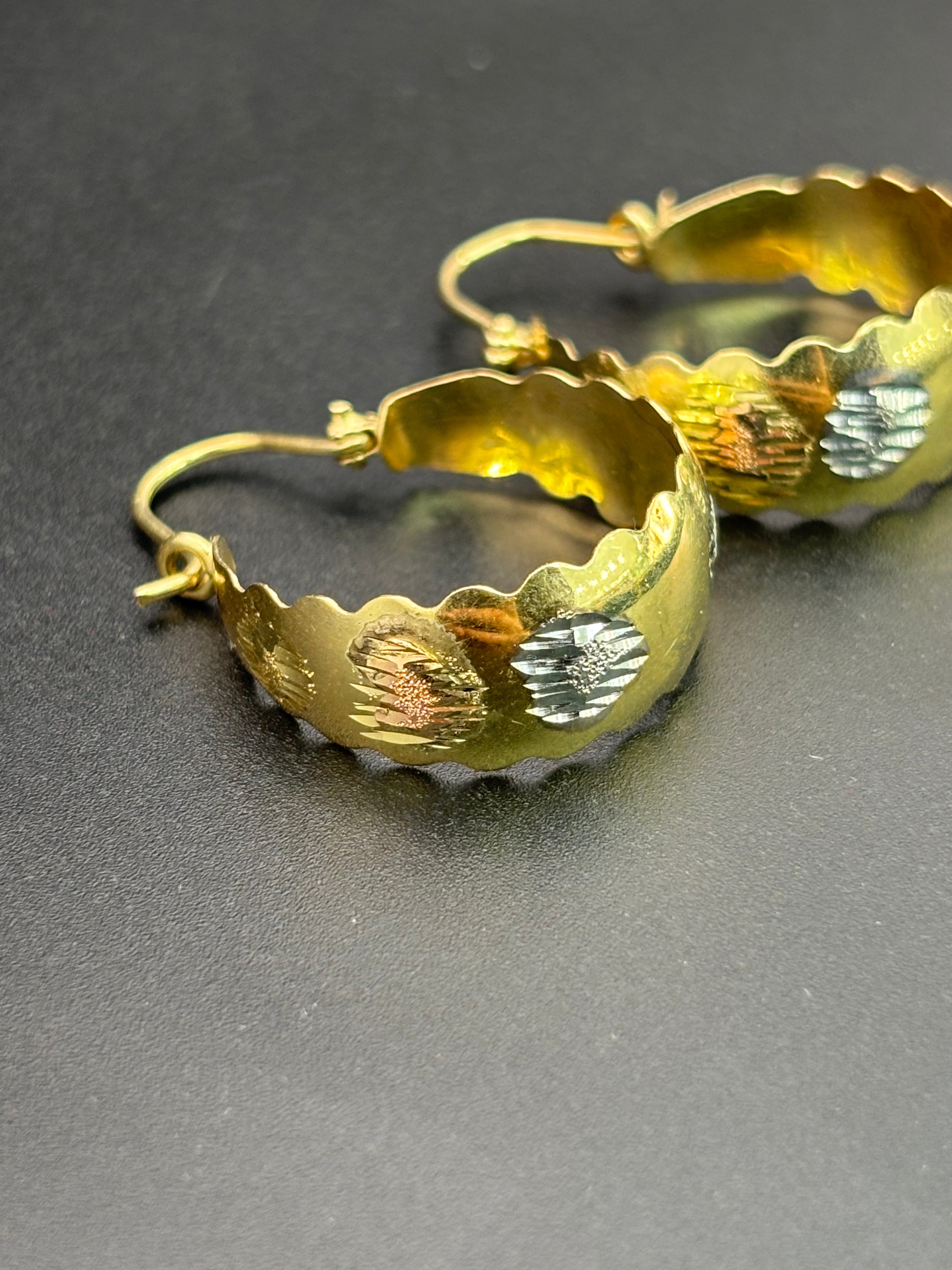 14k Solid Gold 14k Basket Earrings
