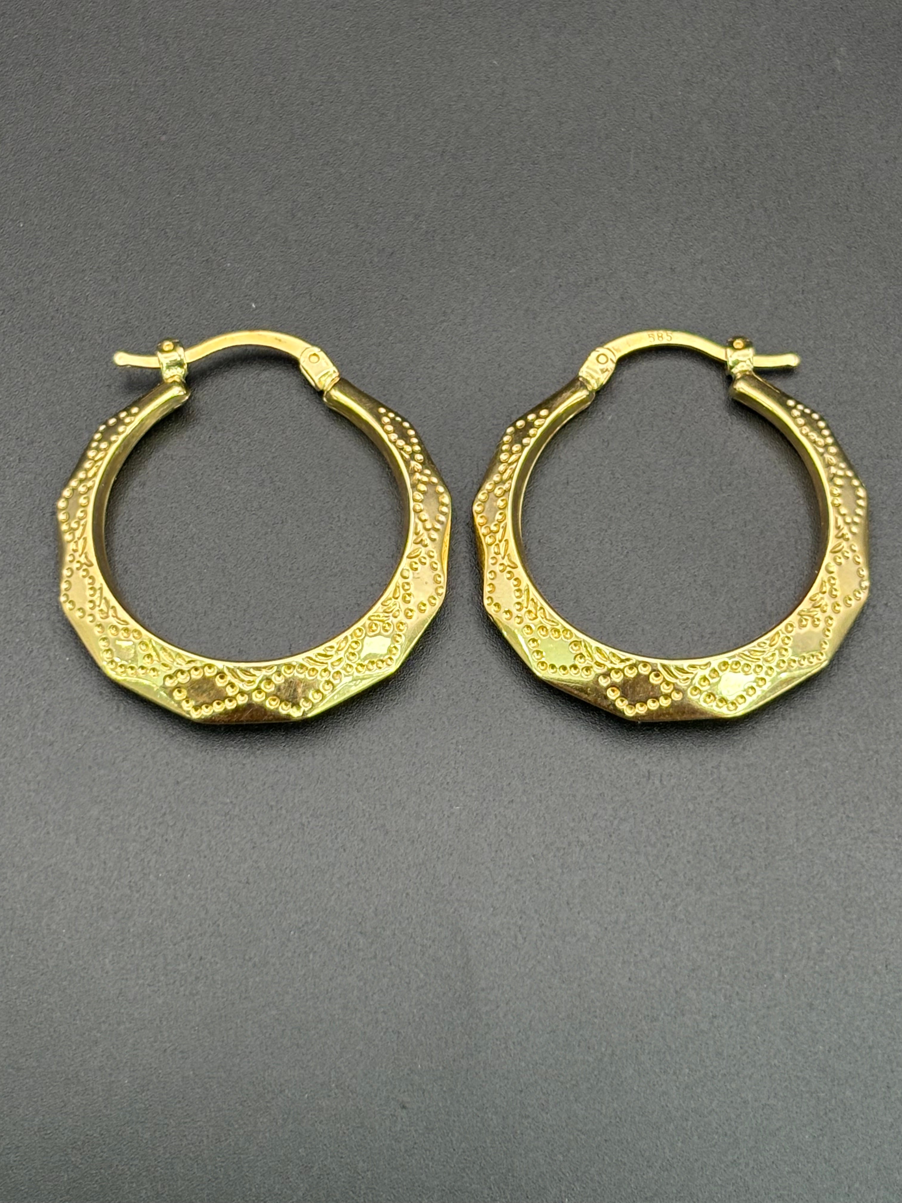 14k Solid Gold 14k Basket Earrings
