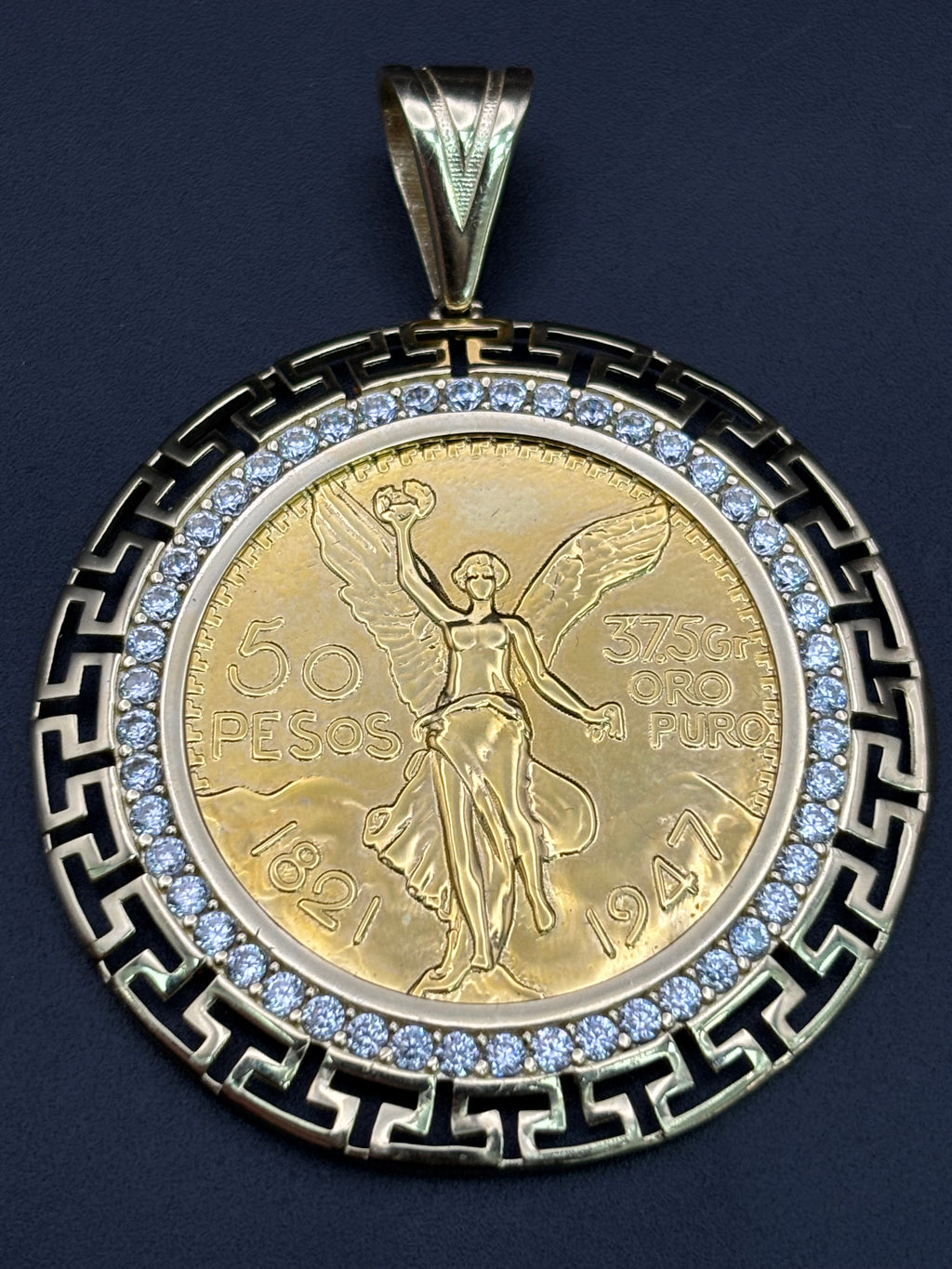 14k Solid Gold Centenario Pendant