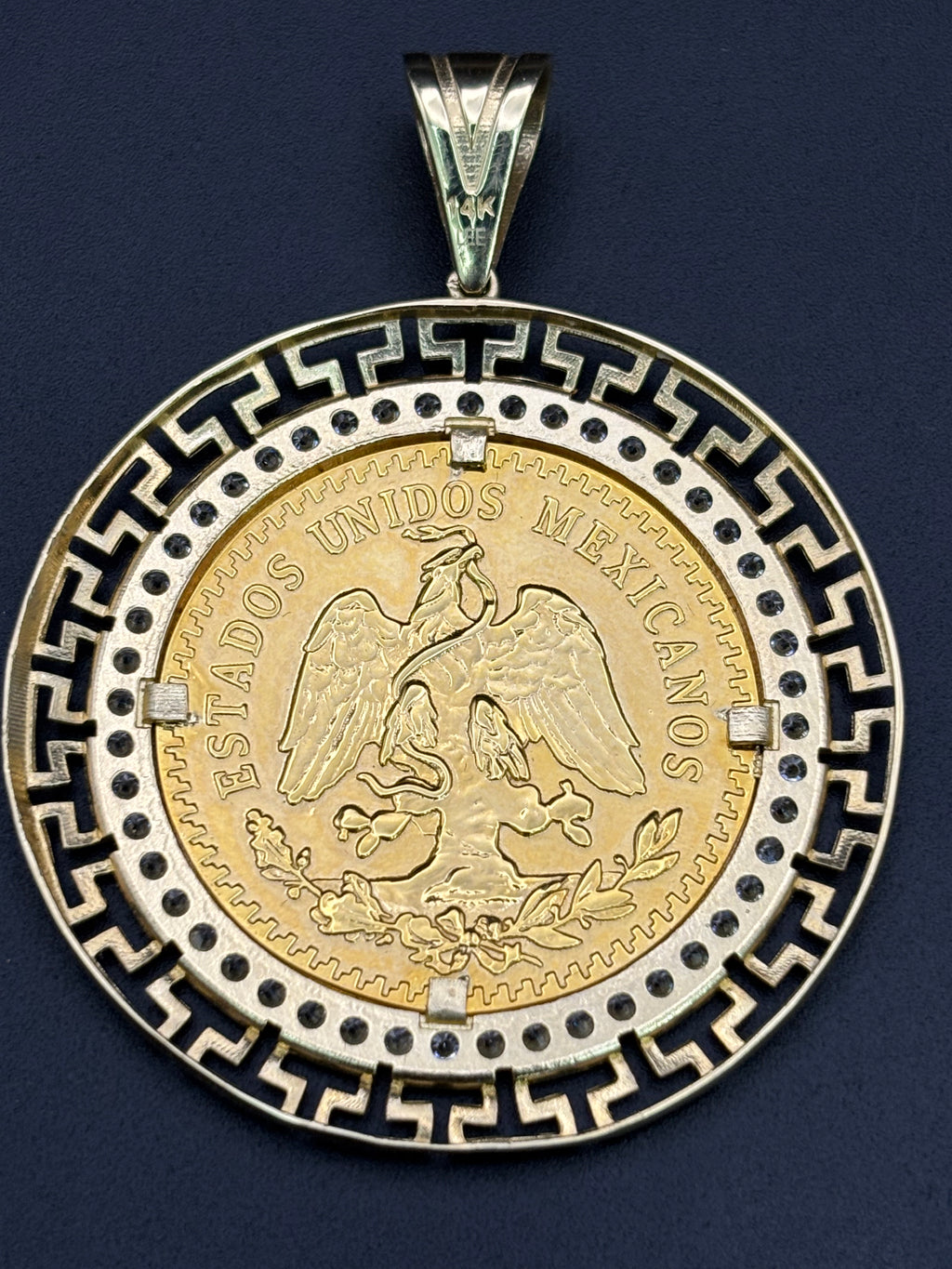 14k Solid Gold Centenario Pendant