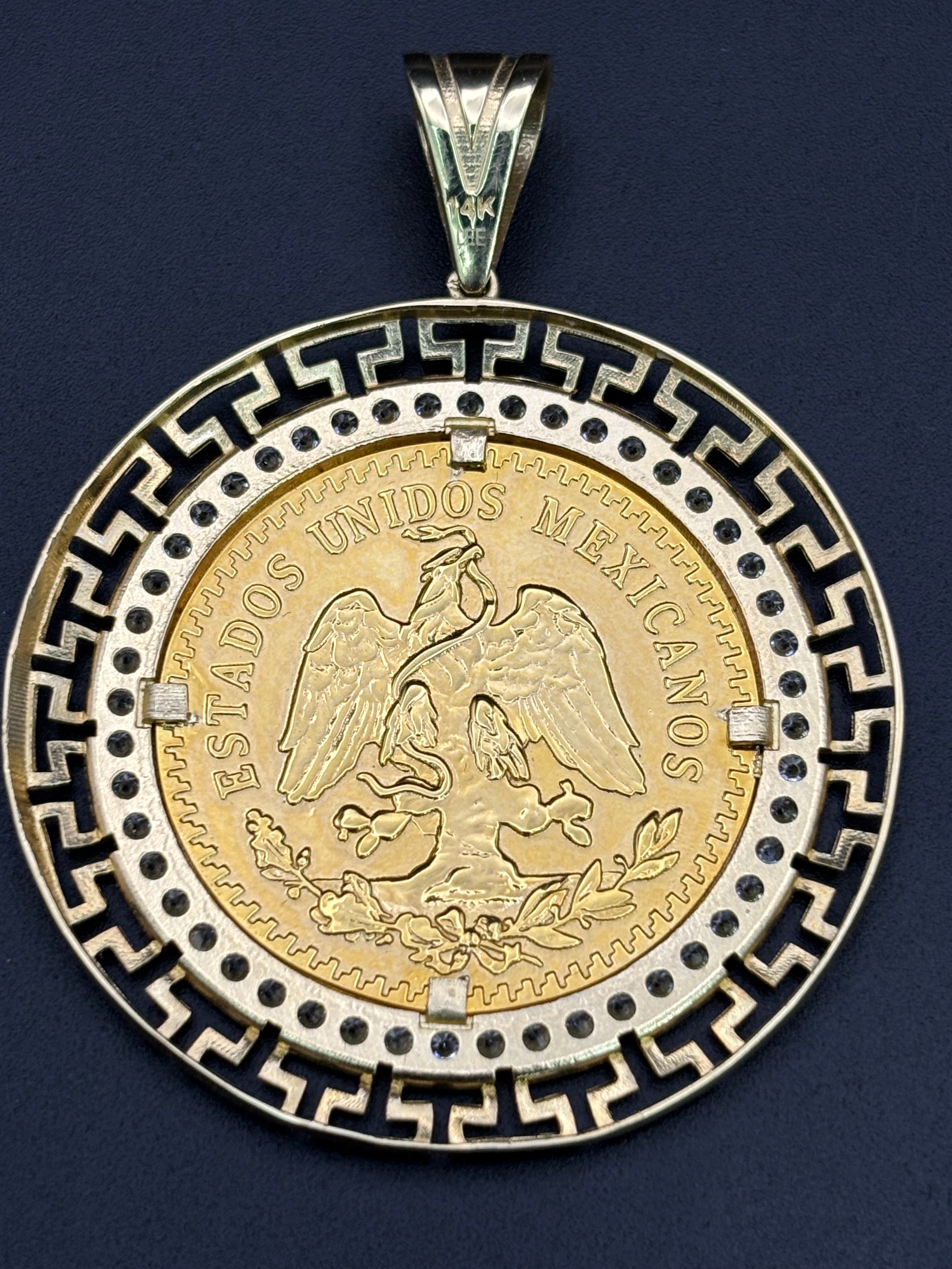 14k Solid Gold Centenario Pendant
