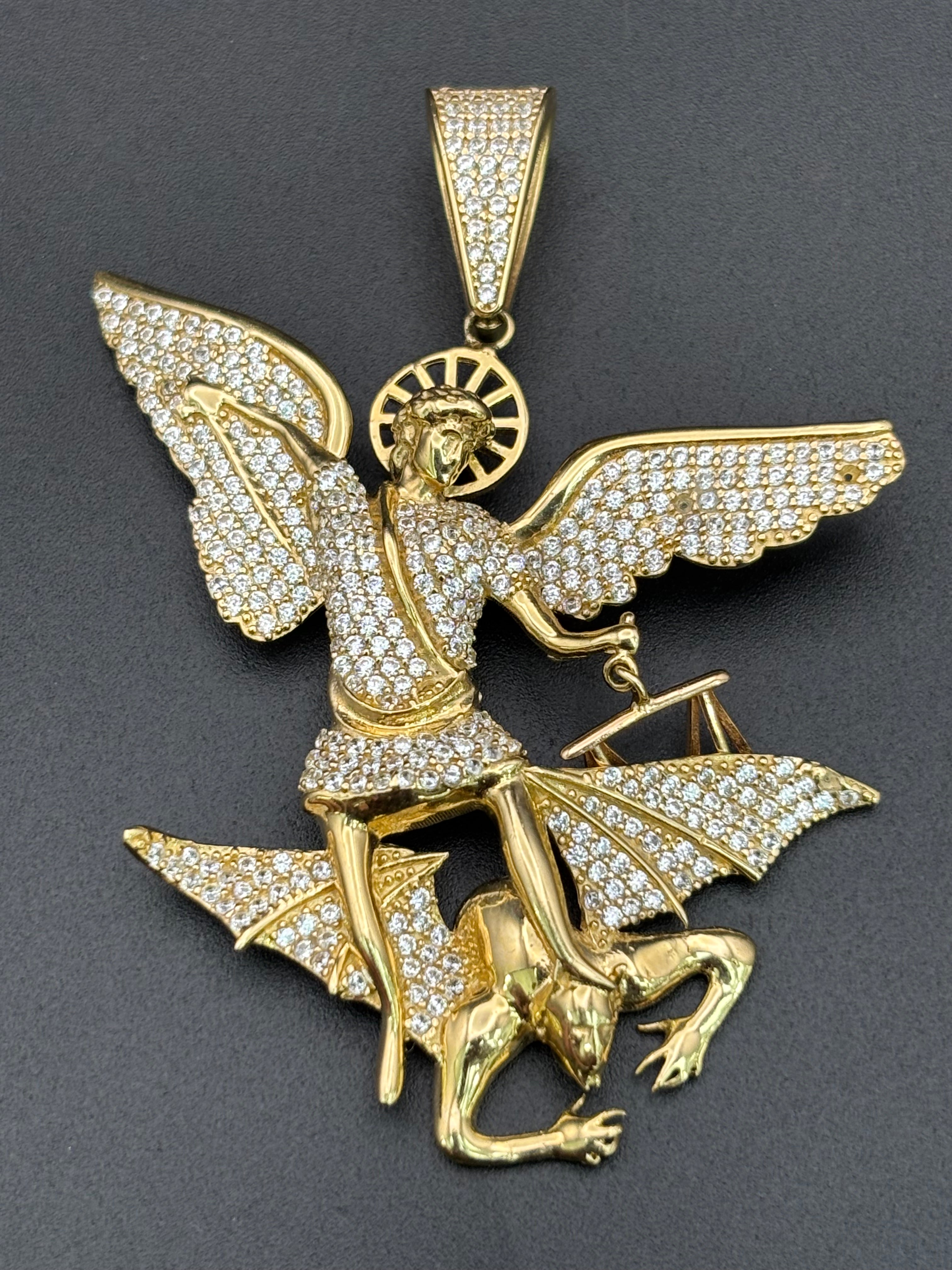14k Solid Gold Saint Michael the Archangel