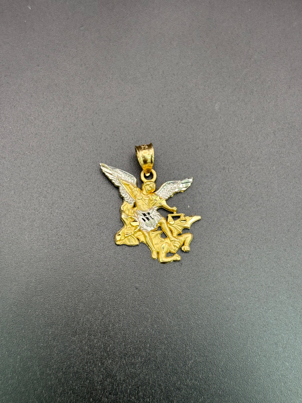 14k Solid Gold Saint Michael the Archangel Pendant