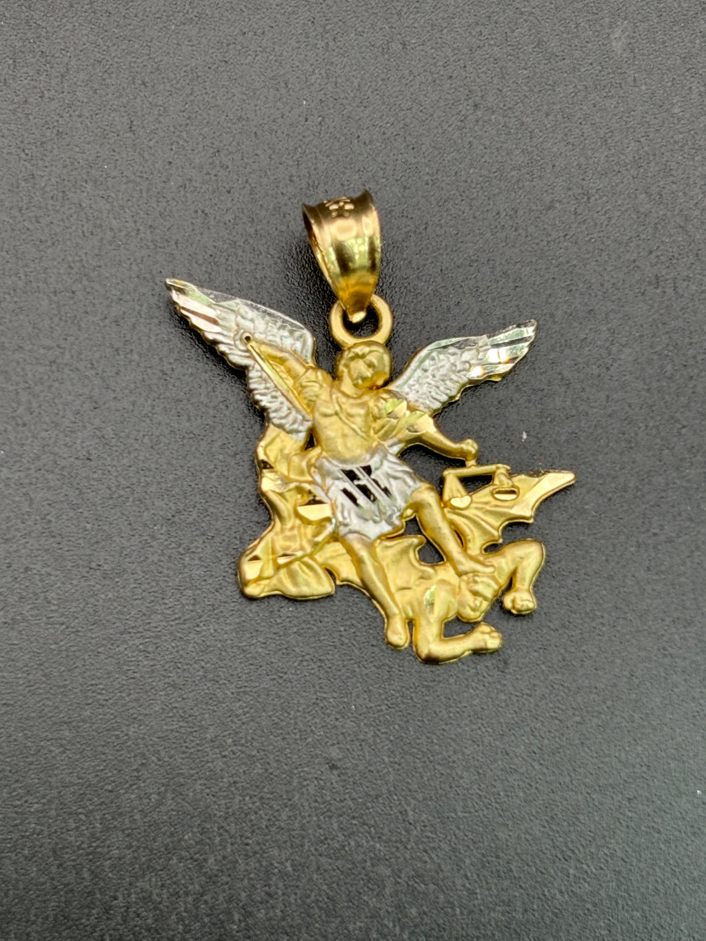 14k Solid Gold Saint Michael the Archangel Pendant