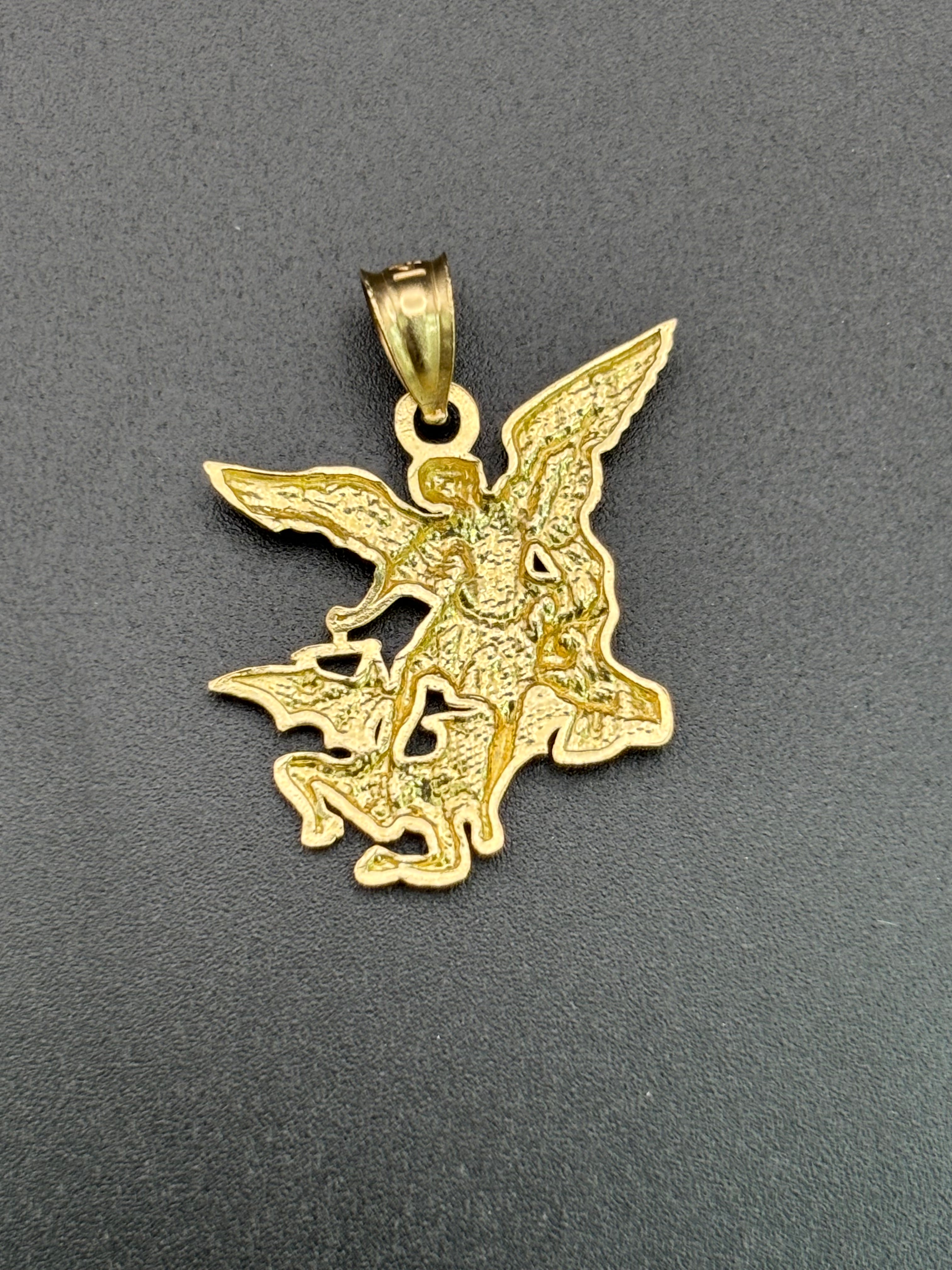14k Solid Gold Saint Michael the Archangel Pendant