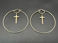 925 Silver Hoop Earrings with Cross