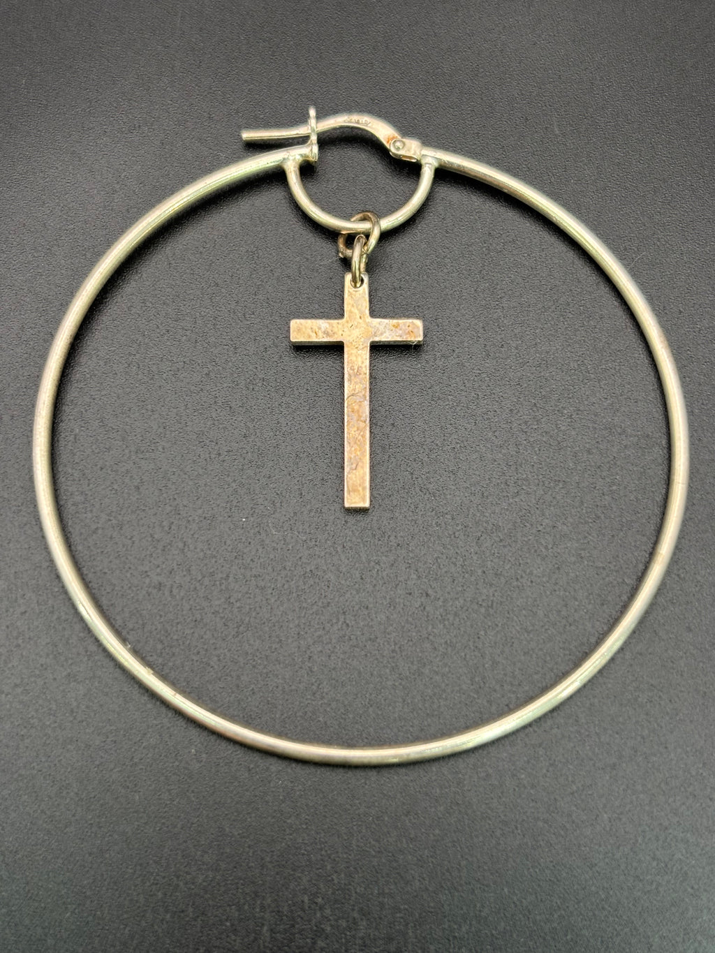 925 Silver Hoop Earrings with Cross