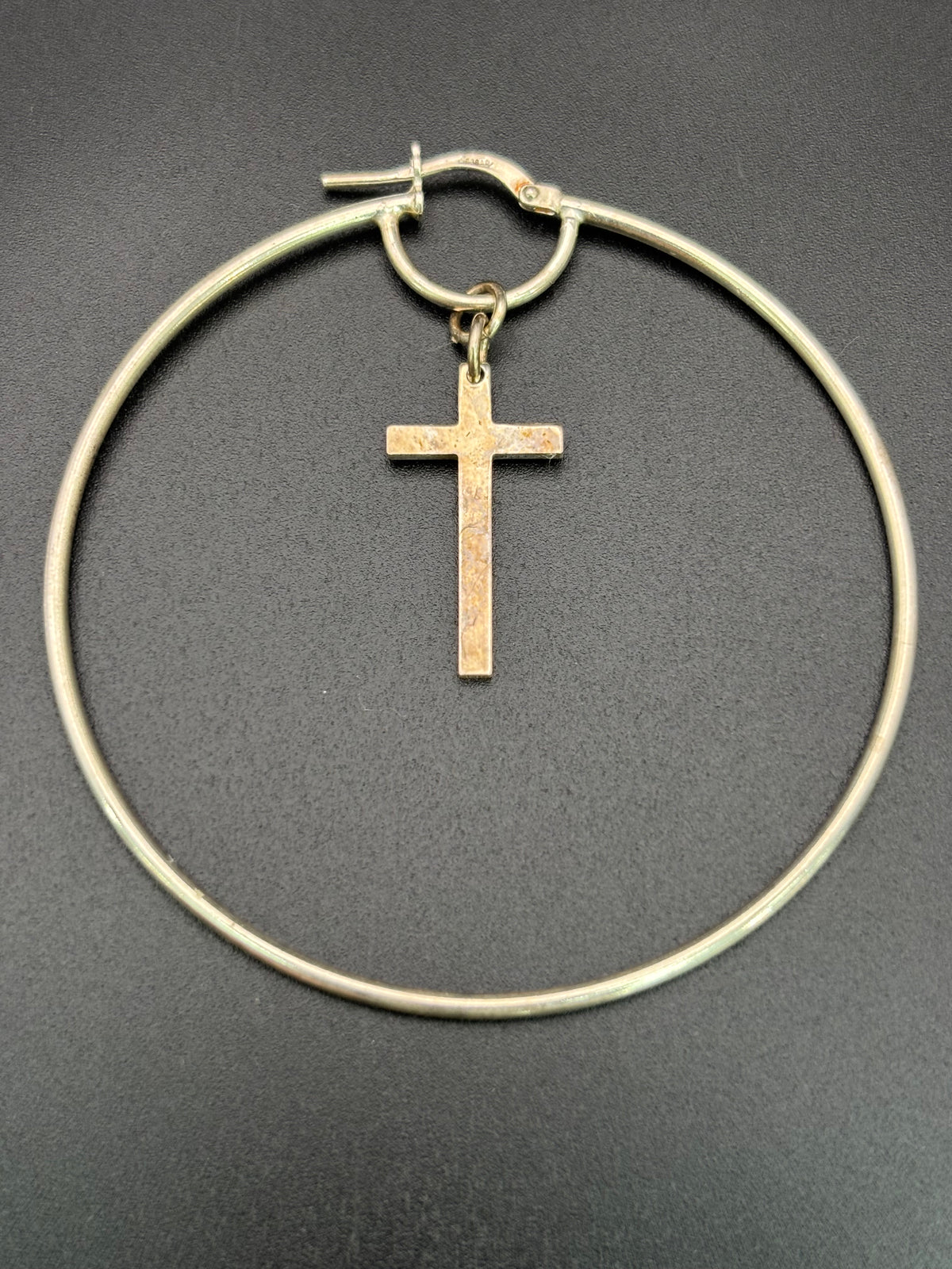 925 Silver Hoop Earrings with Cross