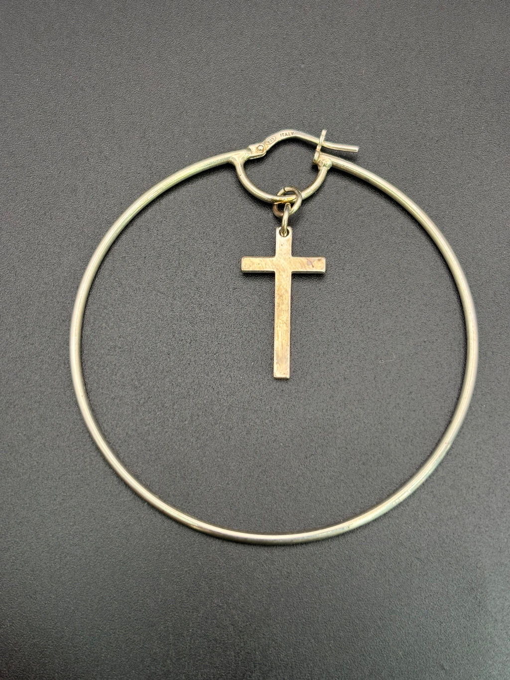 925 Silver Hoop Earrings with Cross