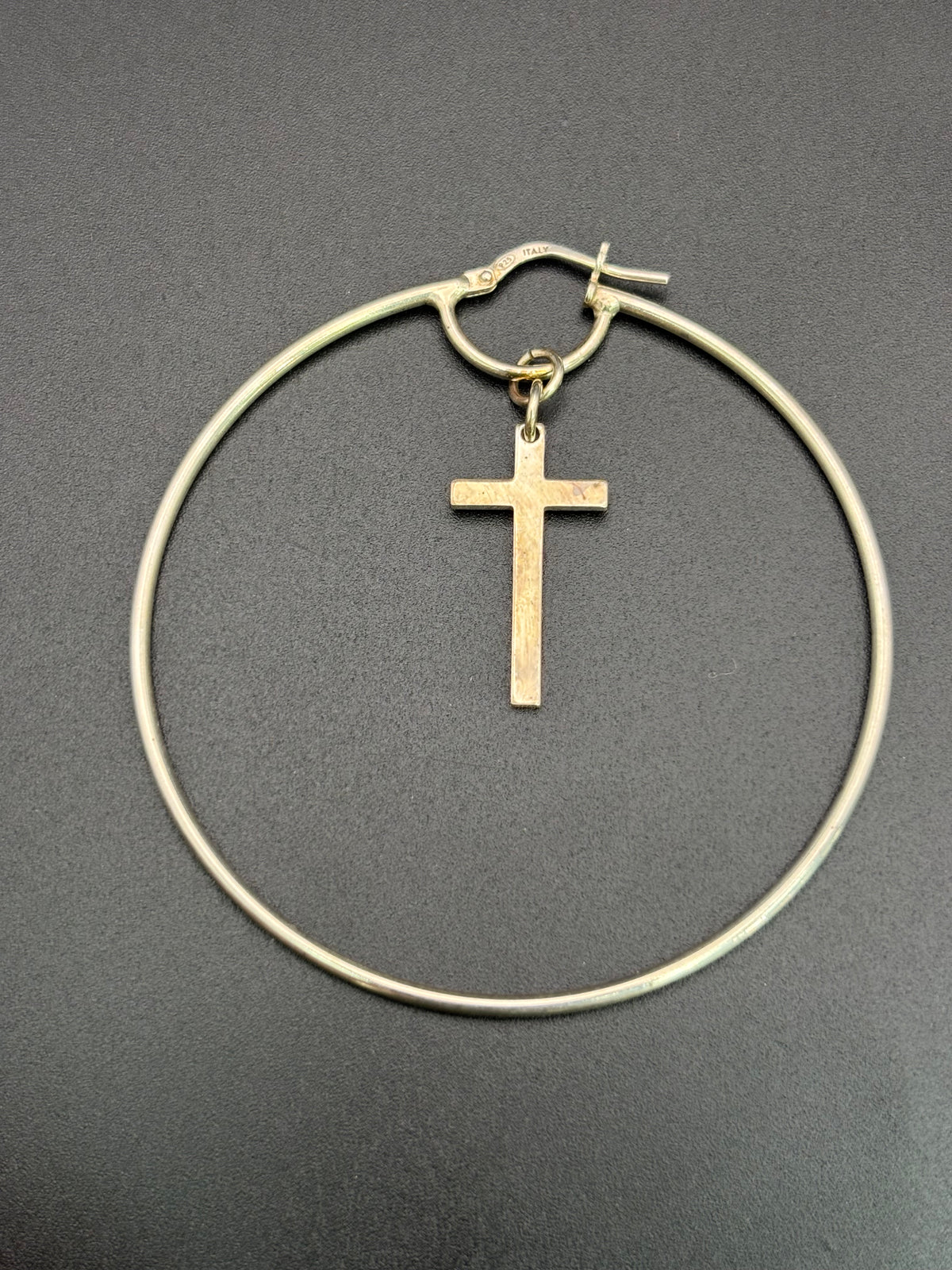 925 Silver Hoop Earrings with Cross